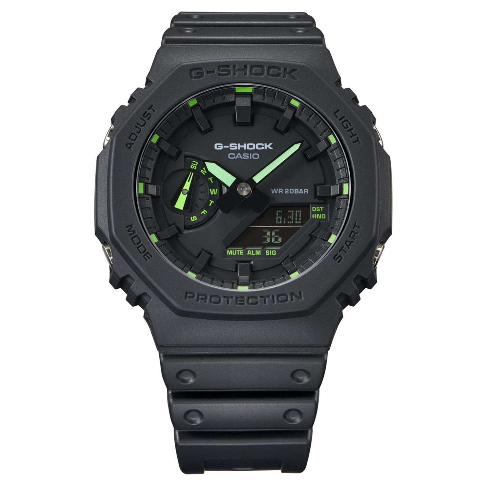 Casio G-Shock Octagon Quartz Black Dial Resin Strap Men's Watch GA-2100-1A3ER