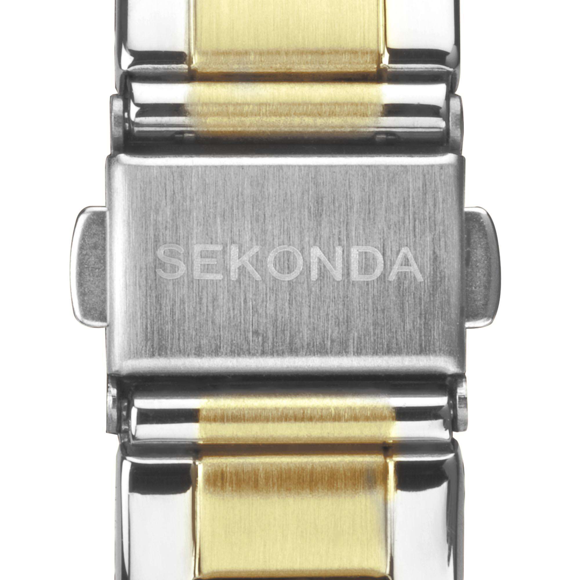 Sekonda Classic Colour Pop Quartz Black Dial Two Tone Stainless Steel Bracelet Ladies Watch 40429