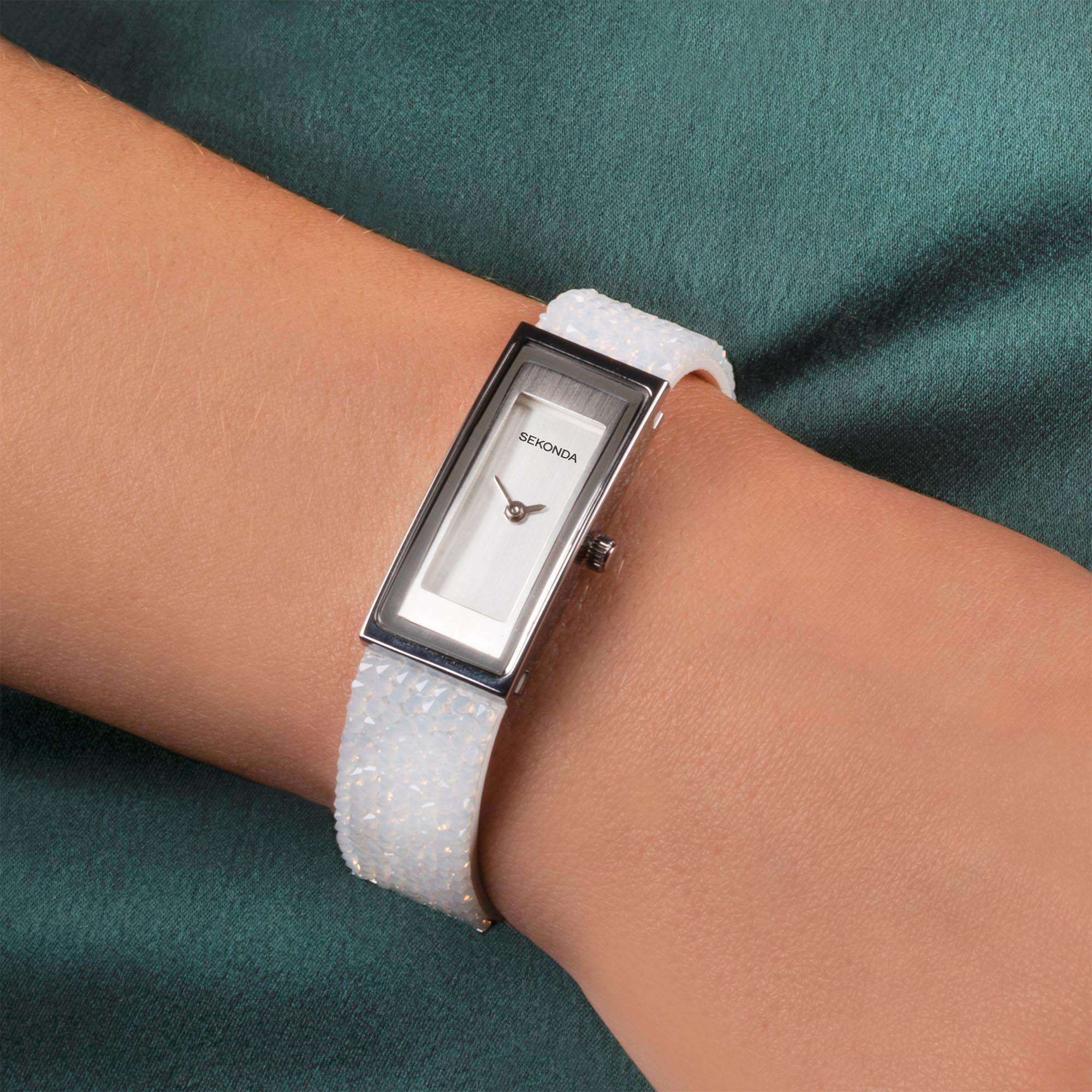 Sekonda Pastel Rocks Quartz Silver Dial White Strap Ladies Watch 40374