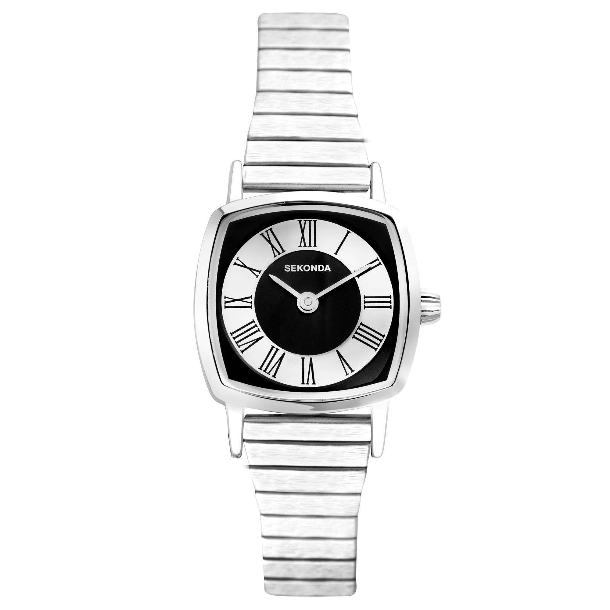 Sekonda Quartz Black Dial Stainless Steel Expander Bracelet Ladies Watch 40359
