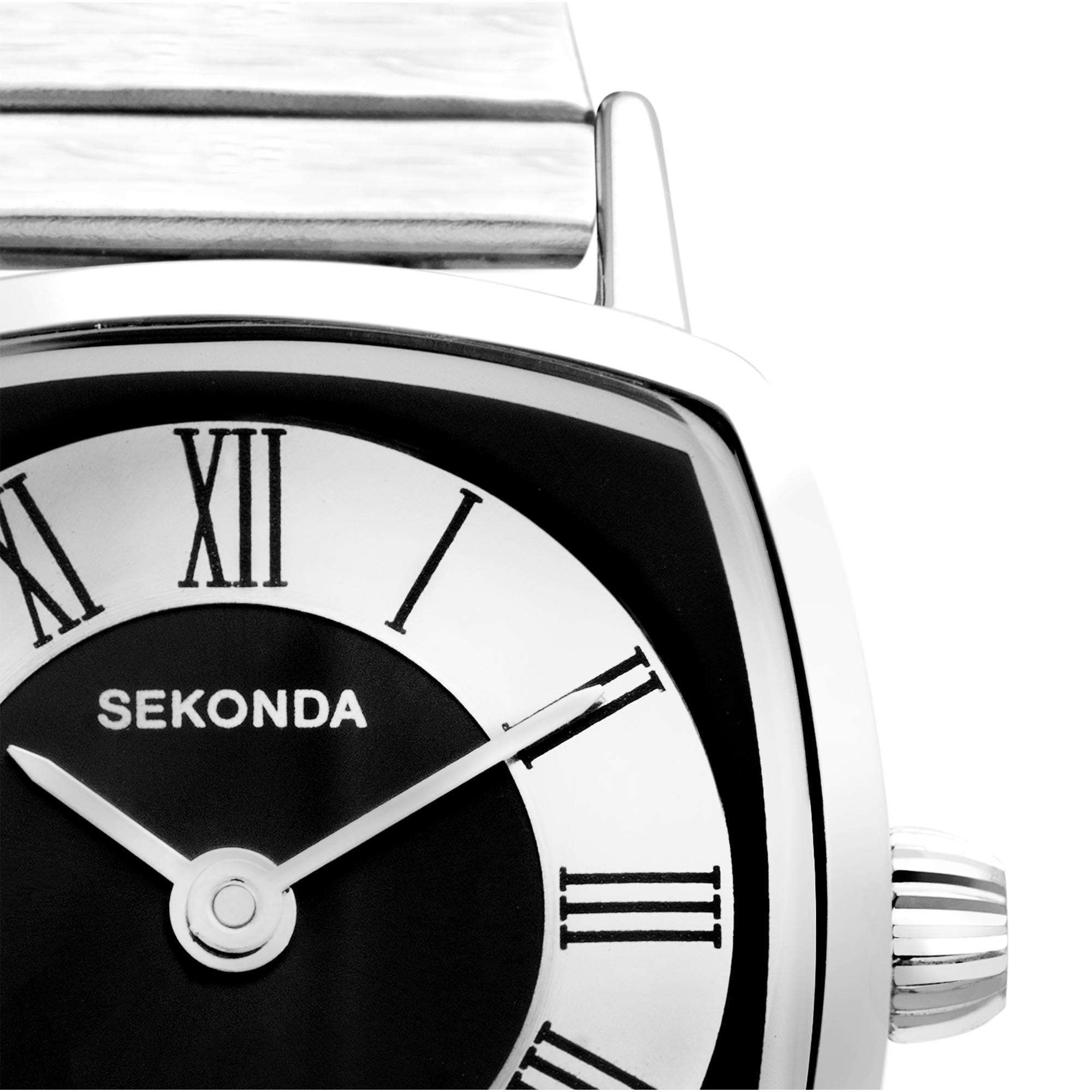 Sekonda Quartz Black Dial Stainless Steel Expander Bracelet Ladies Watch 40359