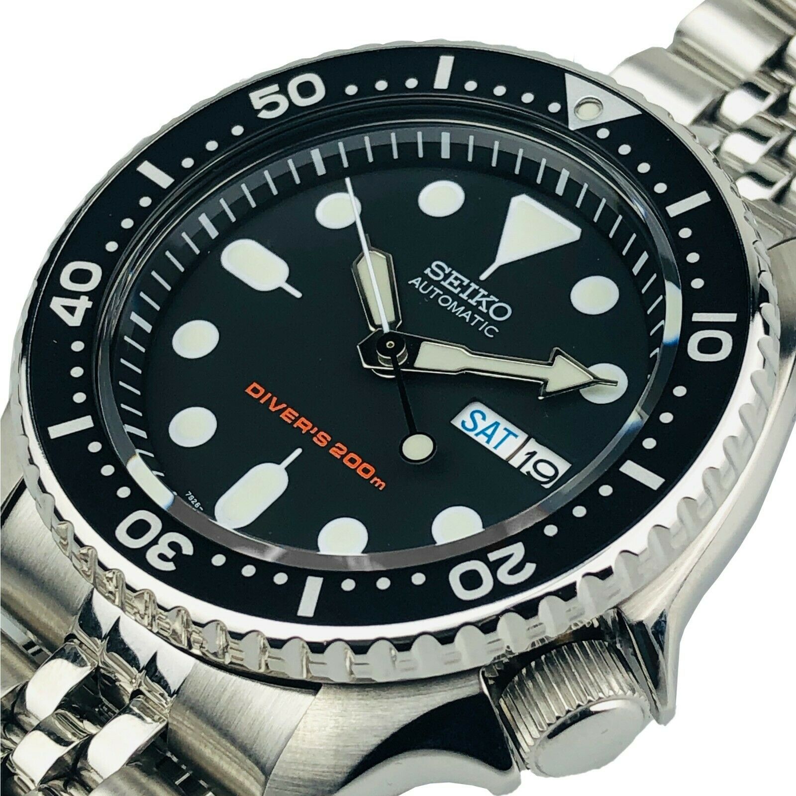 Seiko Diver's Automatic Black Dial Stainless Steel Jubilee Bracelet Men's Watch SKX007K2 REF: 62485 - WatchNation