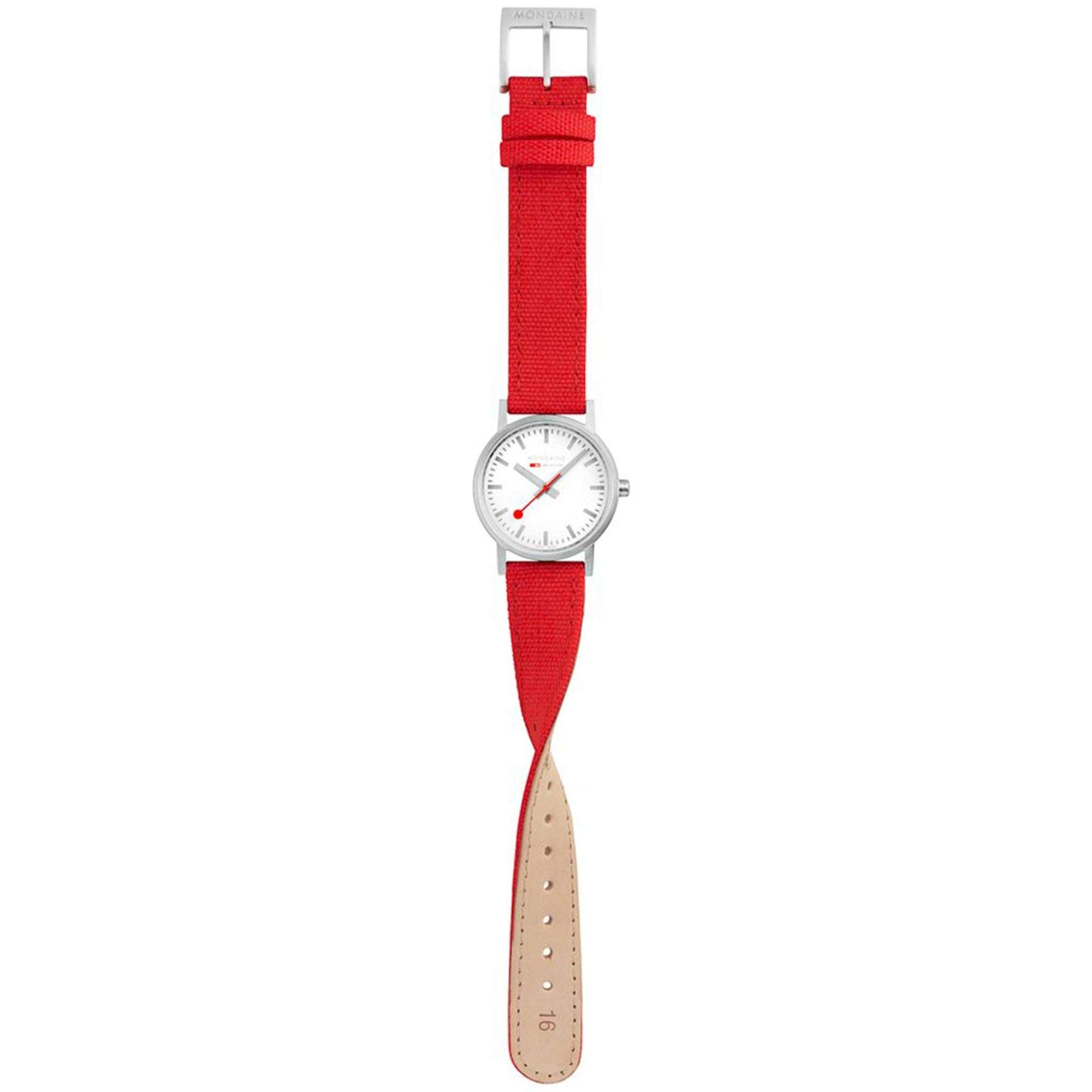 Mondaine Classic Quartz White Dial Red Textile Strap Ladies Watch A658.30323.17SBC