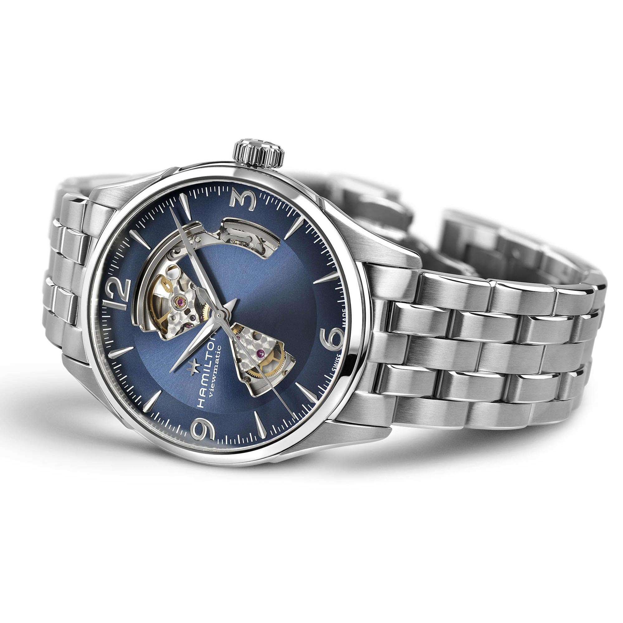 Hamilton Jazzmaster Viewmatic Open Heart Automatic Blue Dial Stainless Steel Bracelet Men's Watch H32705141