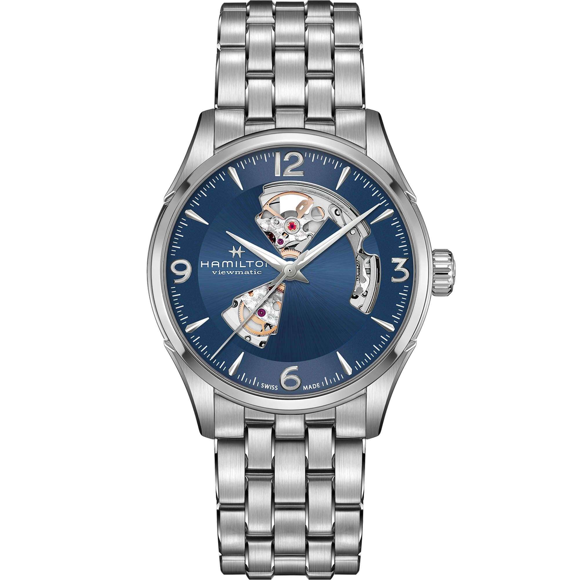 Hamilton Jazzmaster Viewmatic Open Heart Automatic Blue Dial Stainless Steel Bracelet Men's Watch H32705141