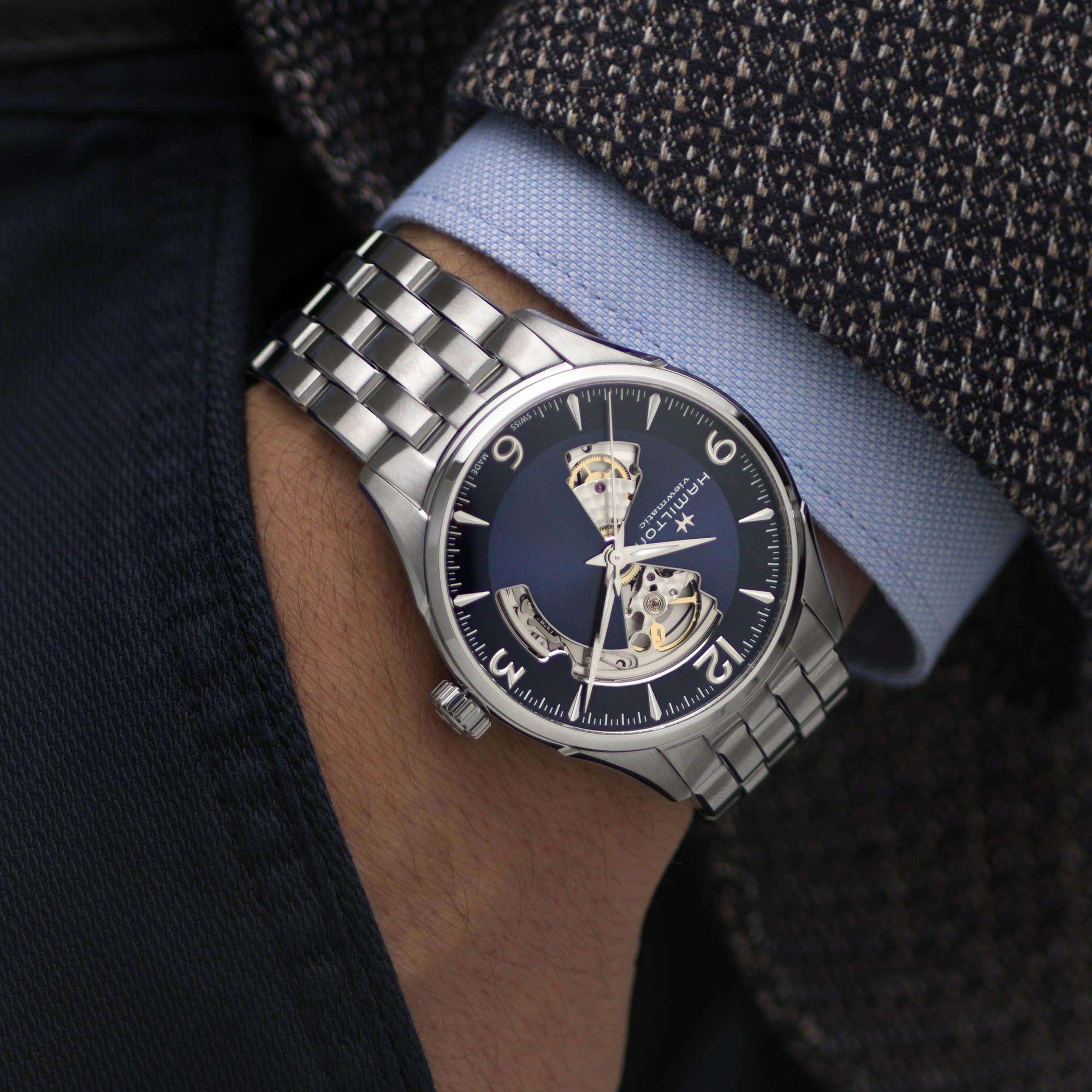 Hamilton Jazzmaster Viewmatic Open Heart Automatic Blue Dial Stainless Steel Bracelet Men's Watch H32705141