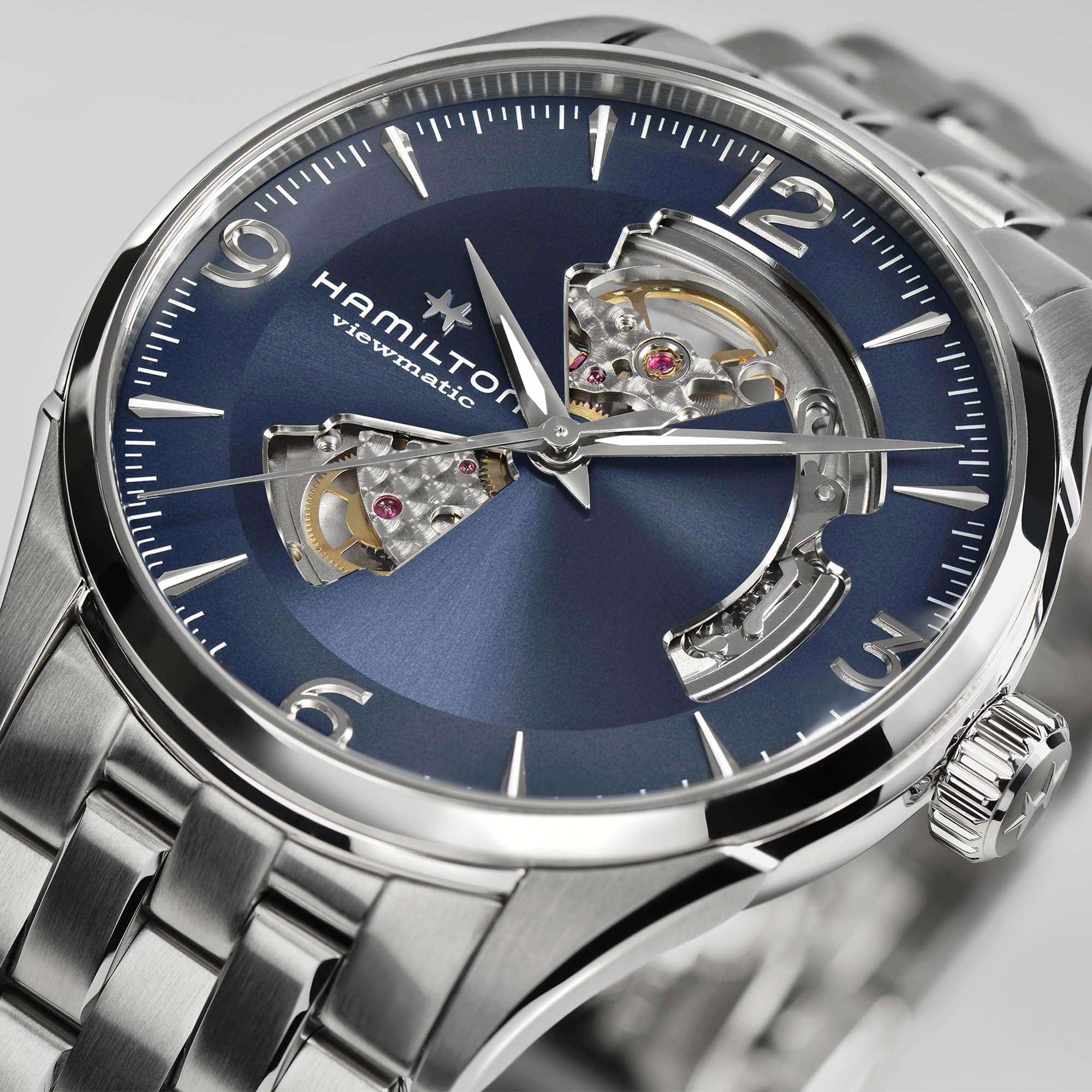 Hamilton Jazzmaster Viewmatic Open Heart Automatic Blue Dial Stainless Steel Bracelet Men's Watch H32705141
