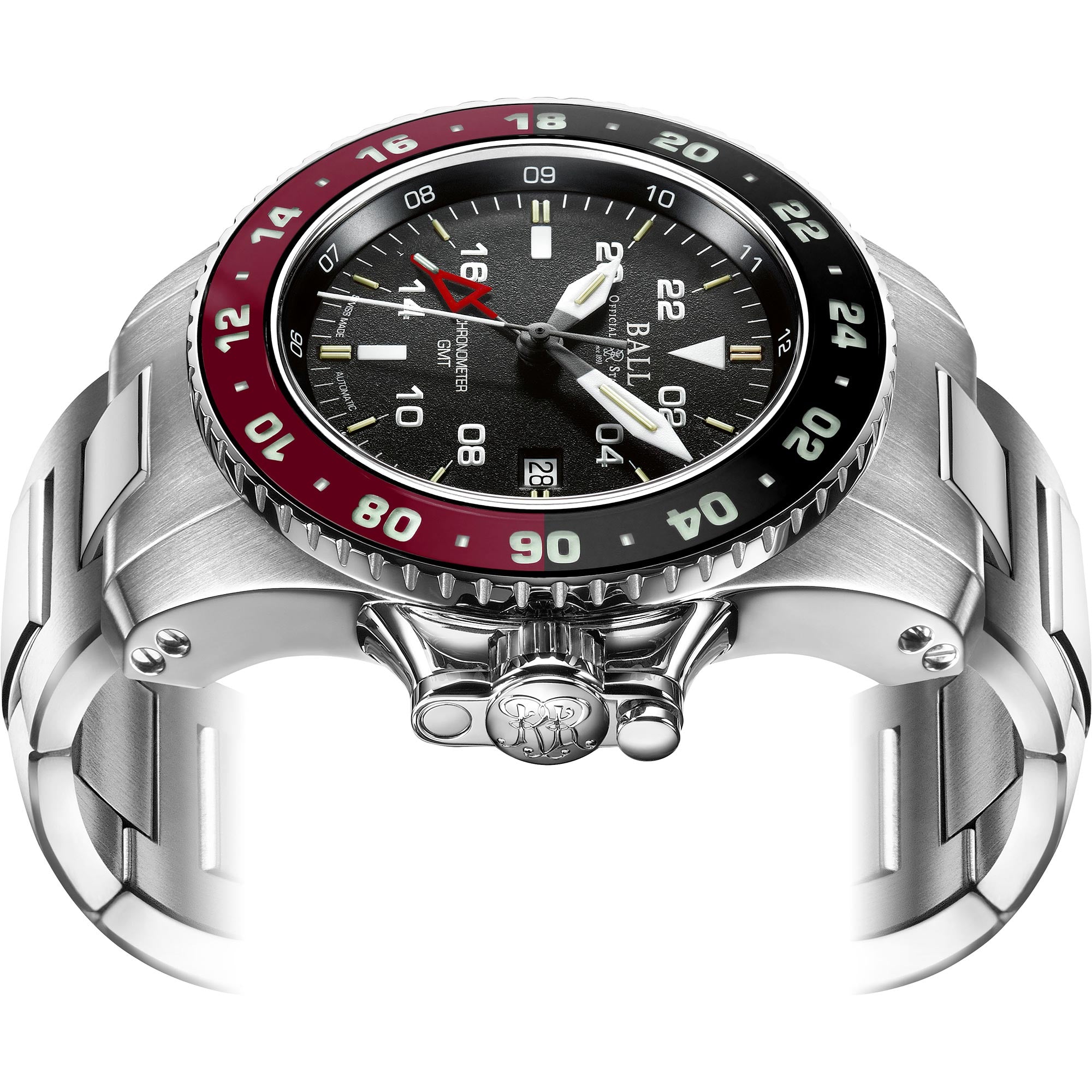BALL AeroGMT II Automatic Black Dial Silver Stainless Steel Bracelet Men's Watch DG2018C-S3C-BK