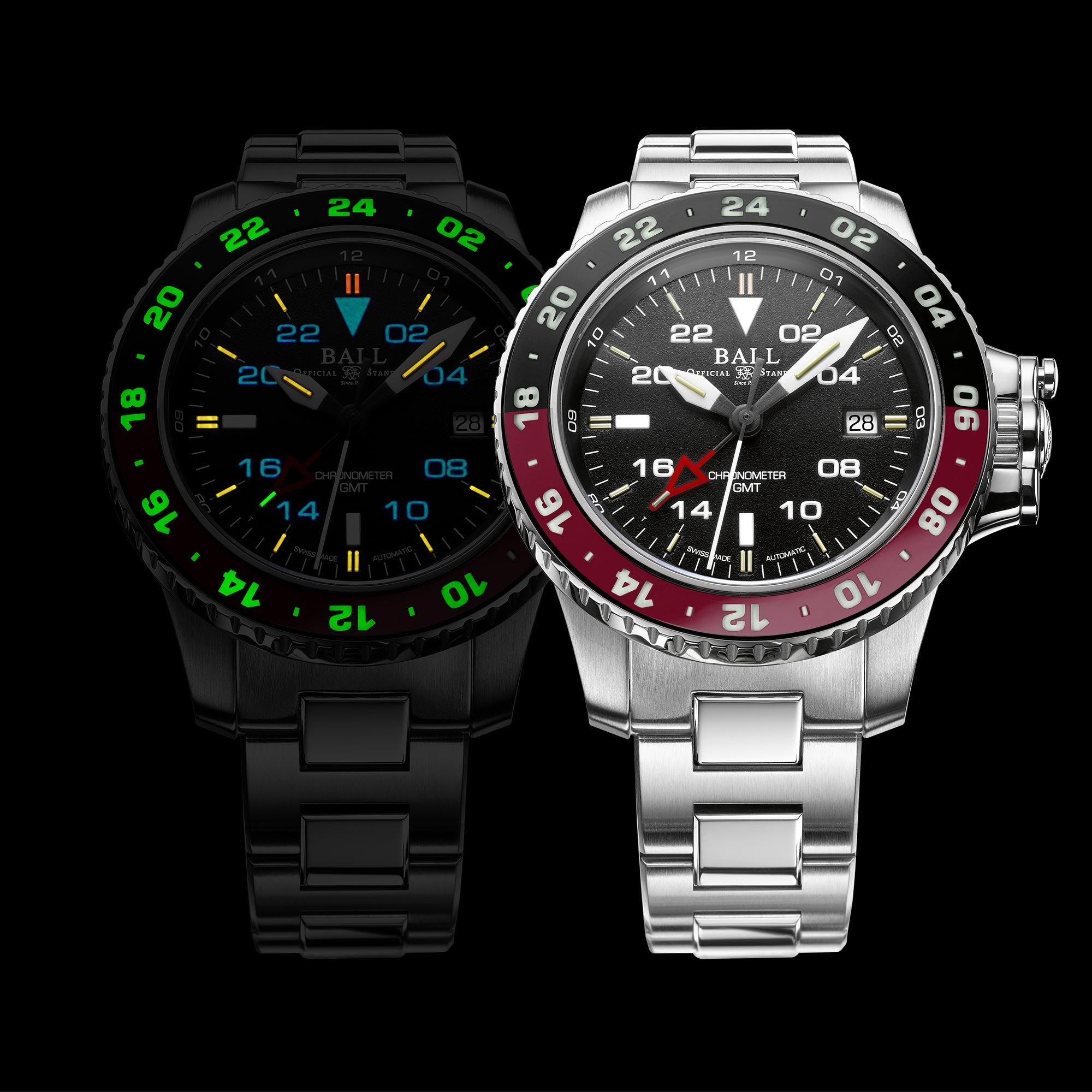 BALL AeroGMT II Automatic Black Dial Silver Stainless Steel Bracelet Men's Watch DG2018C-S3C-BK