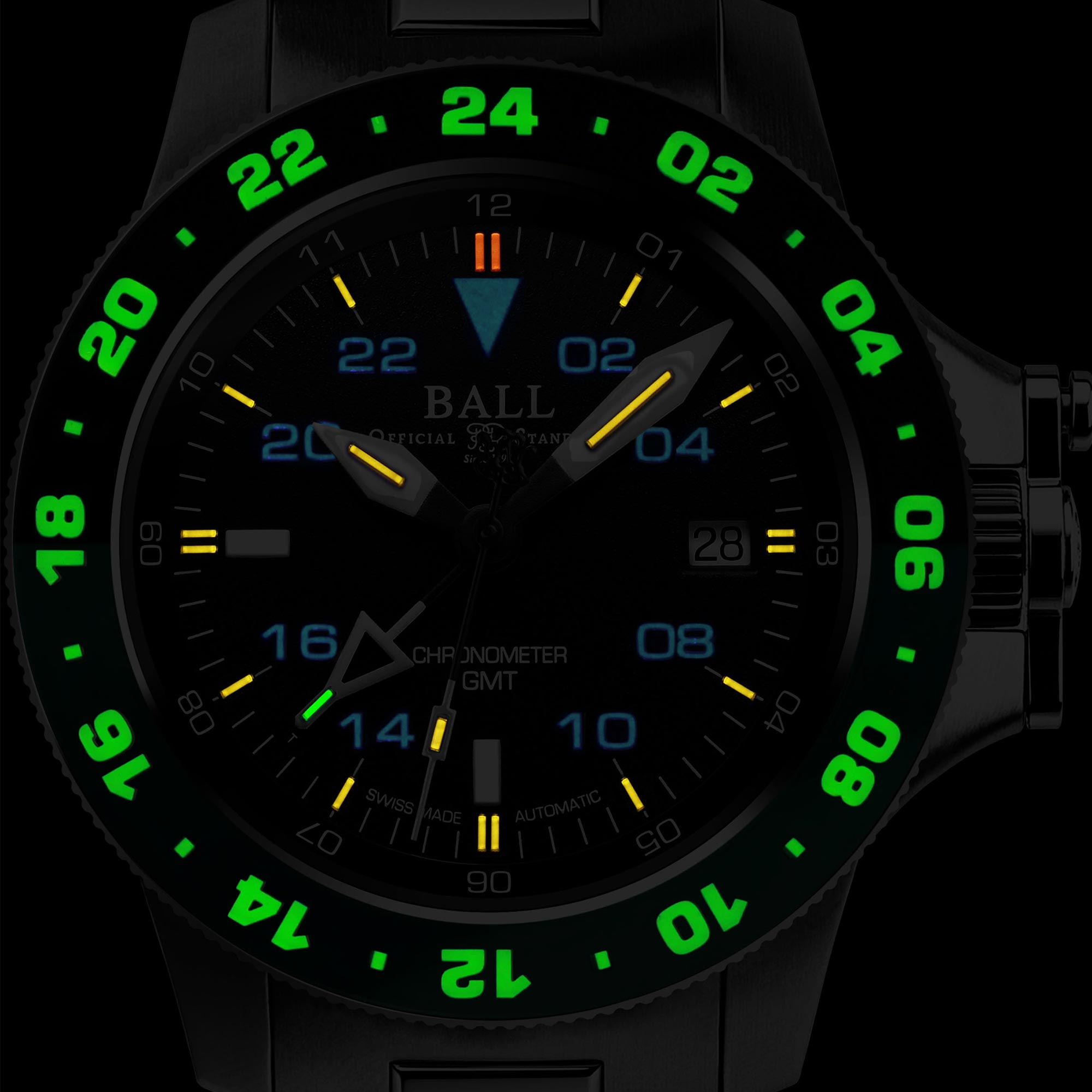 Ball Engineer Hydrocarbon AeroGMT II Automatic Blue Dial Steel Strap Men's Watch DG2118C-S11C-BK