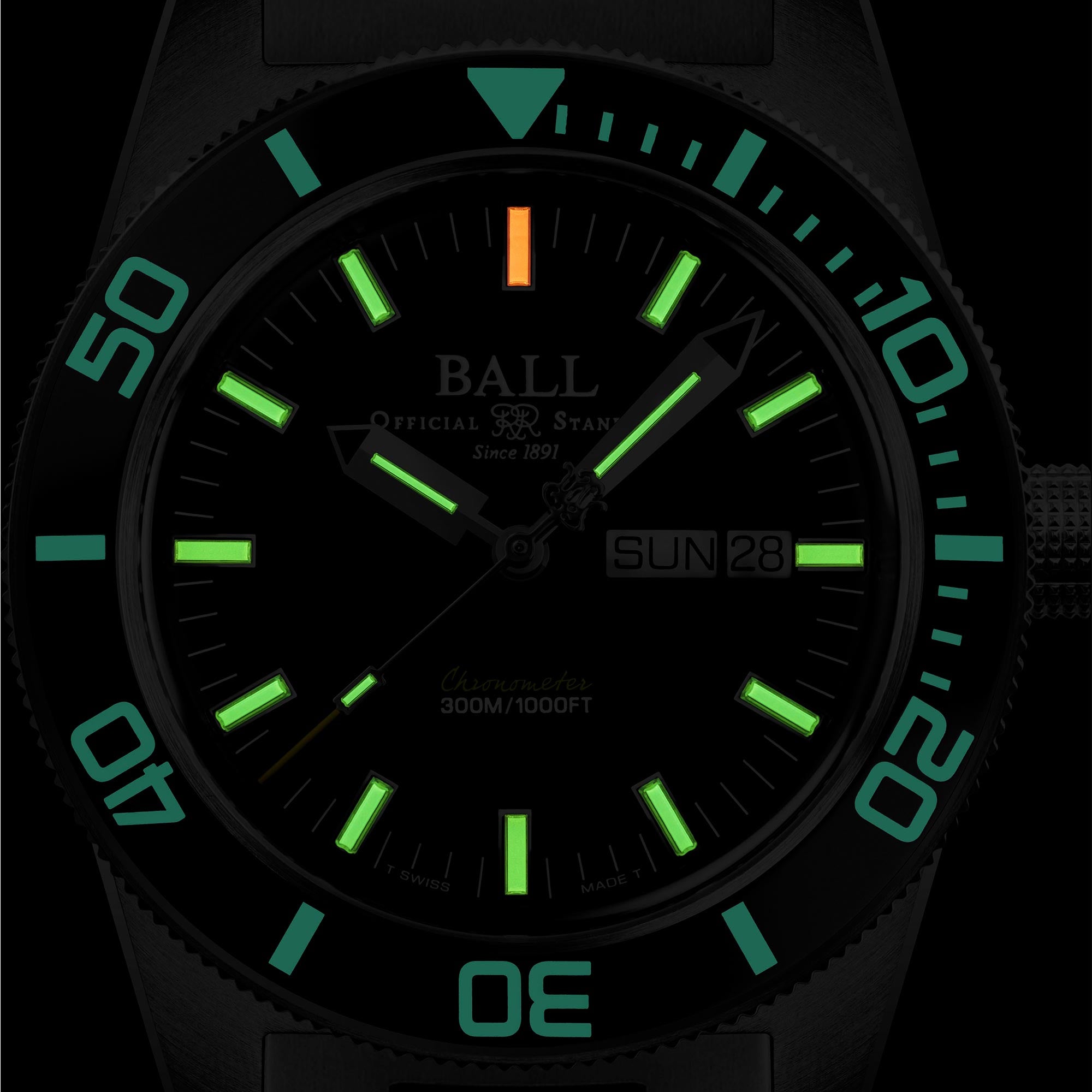 BALL Skindiver Heritage Automatic Black Dial Silver Stainless Steel Bracelet Men's Watch DM3308A-SC-BK