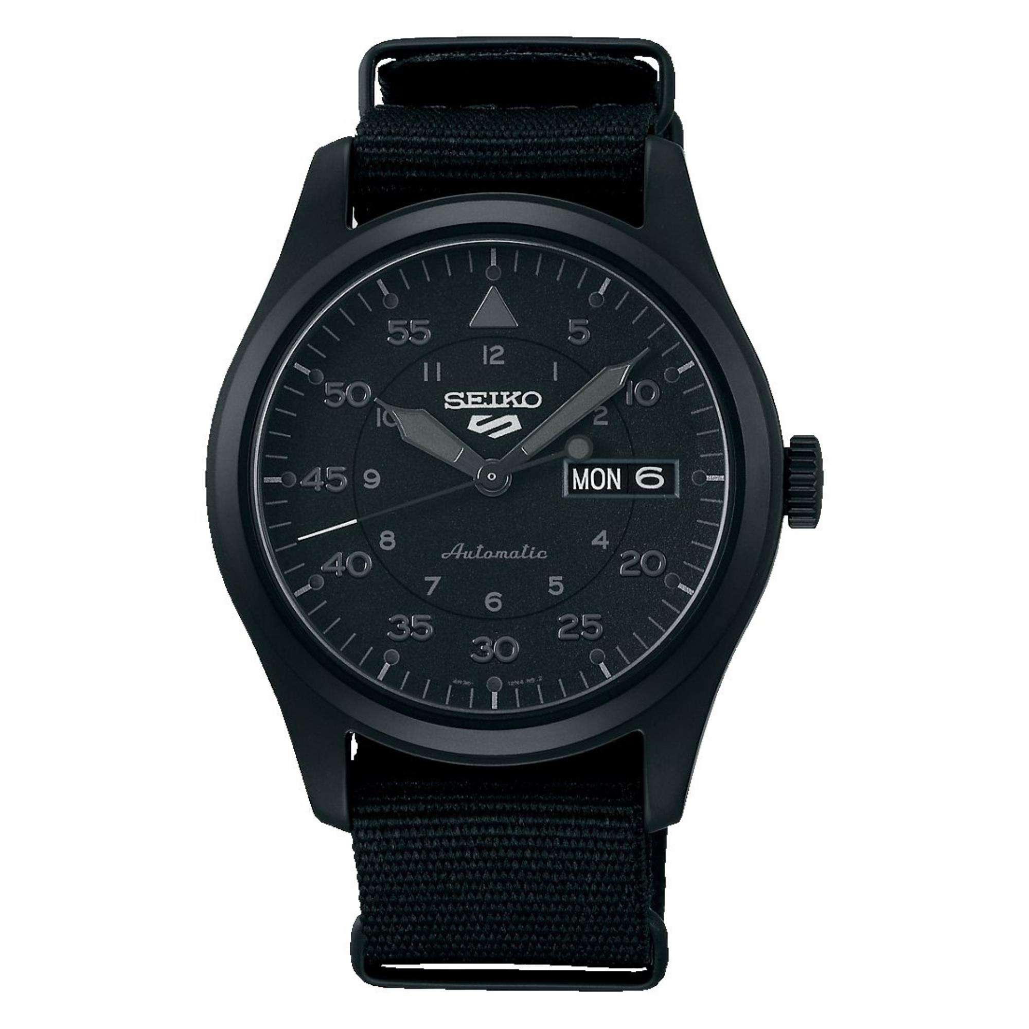 Seiko 5 Sports Field Military 'Stealth' Automatic Black Dial Black Nylon Strap Men's Watch SRPJ11K1