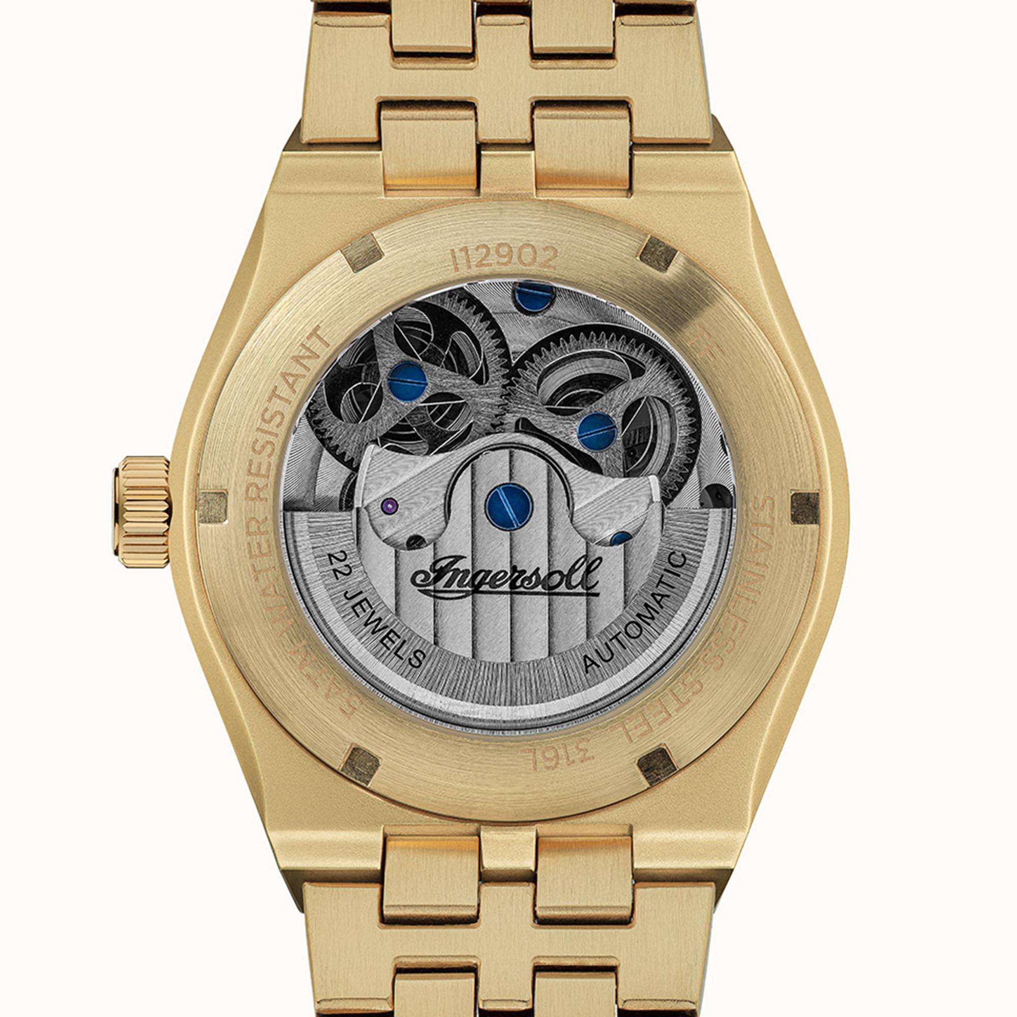 Ingersoll The Broadway Automatic Brown Dial Gold PVD Stainless Steel Bracelet Men's Watch I12902