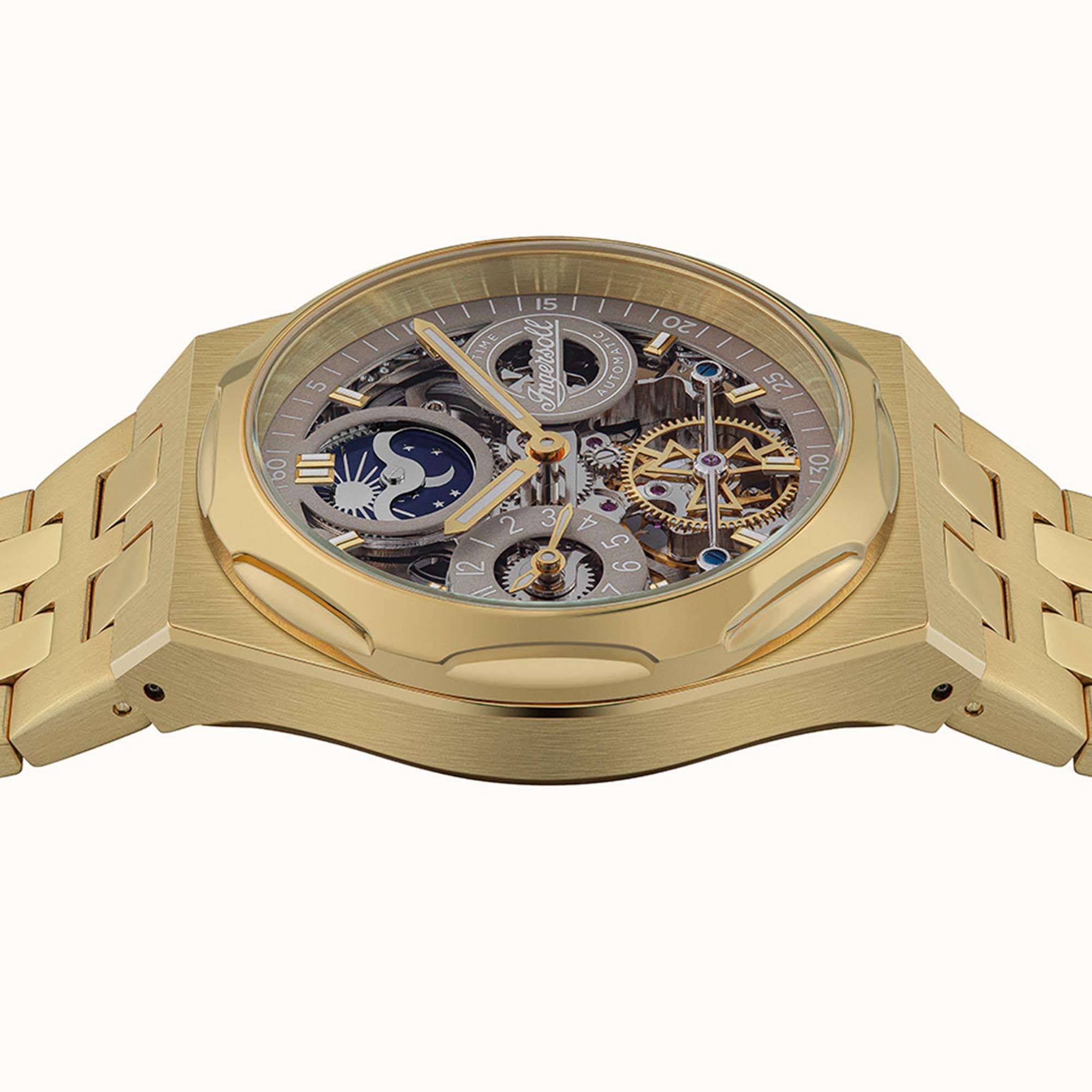 Ingersoll The Broadway Automatic Brown Dial Gold PVD Stainless Steel Bracelet Men's Watch I12902