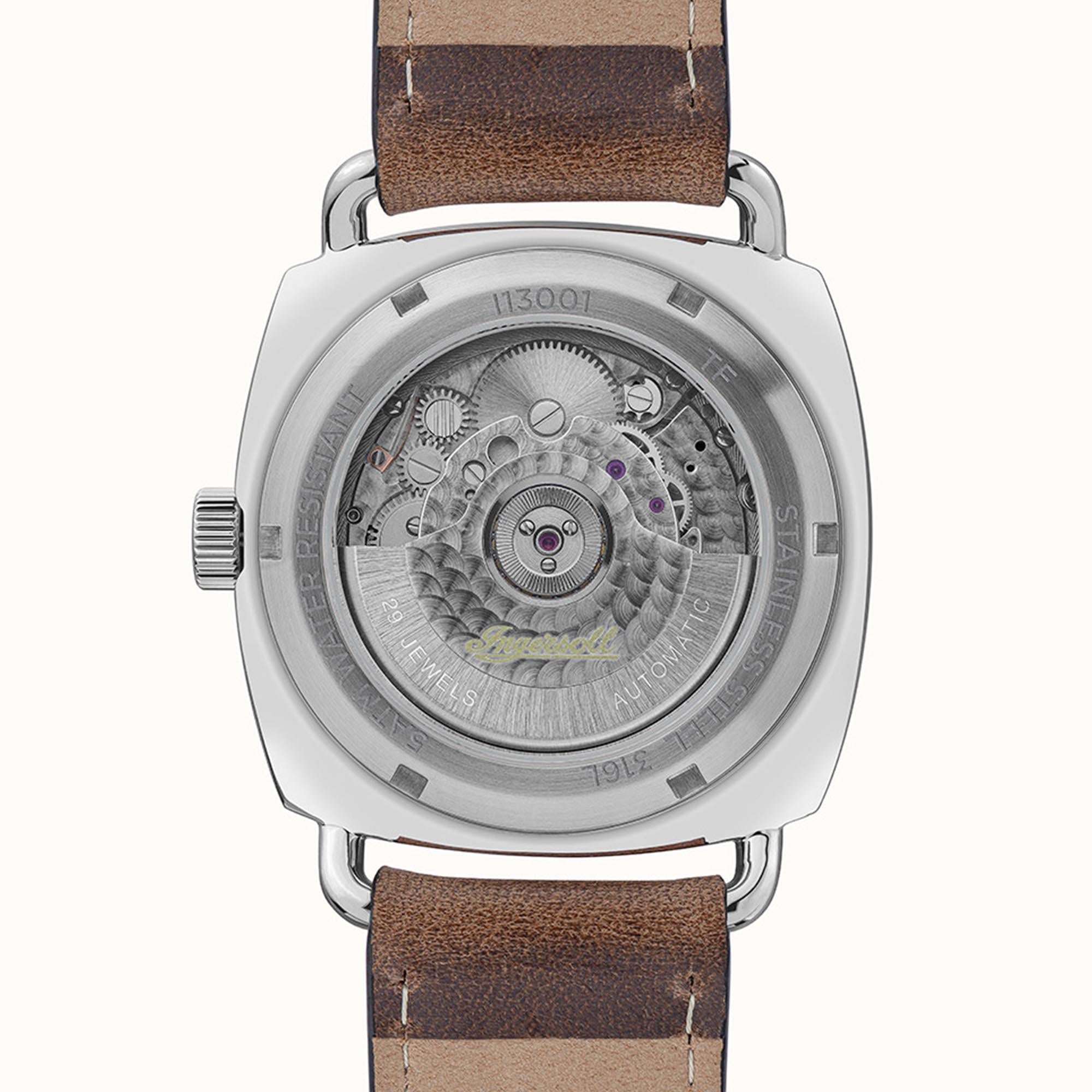 Ingersoll The Nashville Automatic Blue Dial Brown Leather Strap Men's Watch I13001