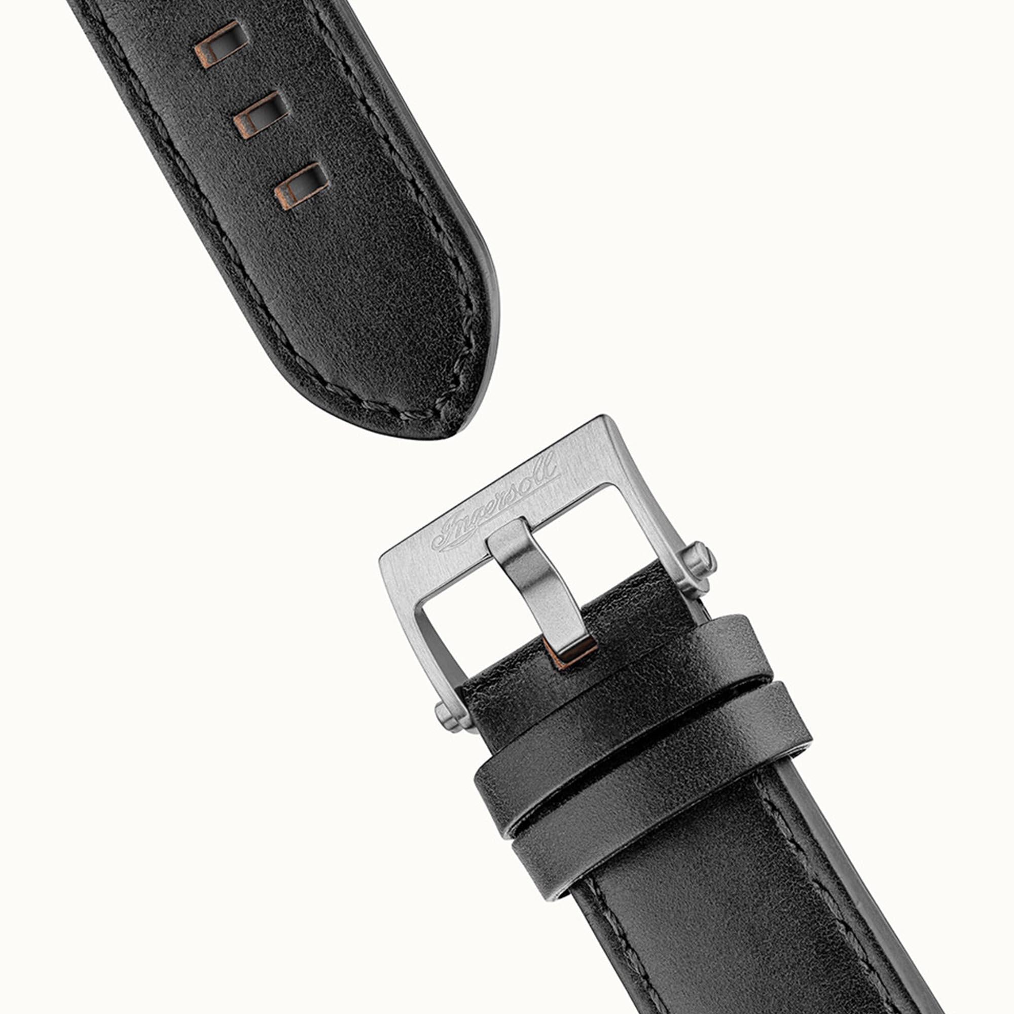 Ingersoll ‘The Nashville’ Automatic Grey Dial Black Leather Strap Men's Watch I13002