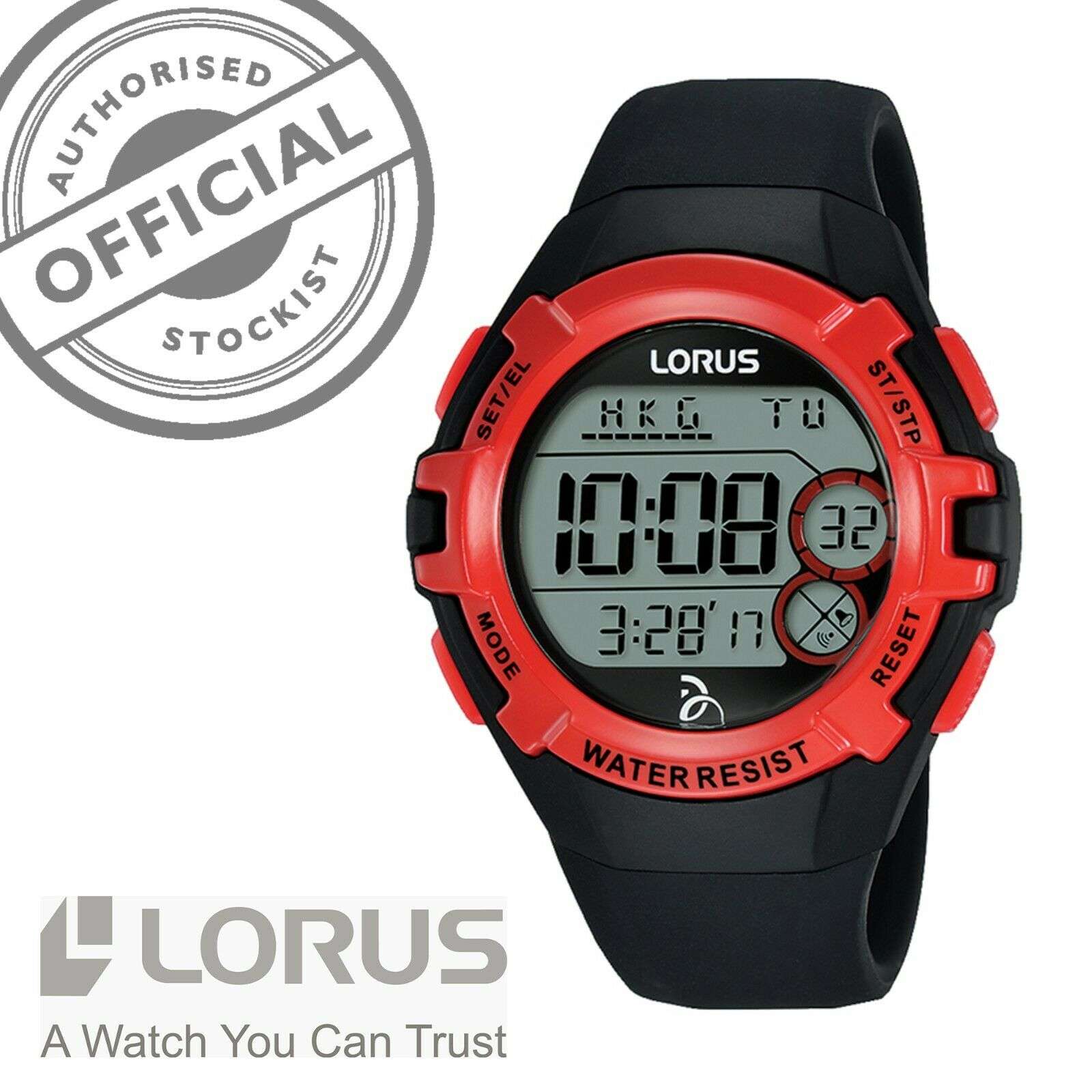 Lorus Novak Djokovic Foundation Red and Black Rubber Strap Men's Watch R2389LX9