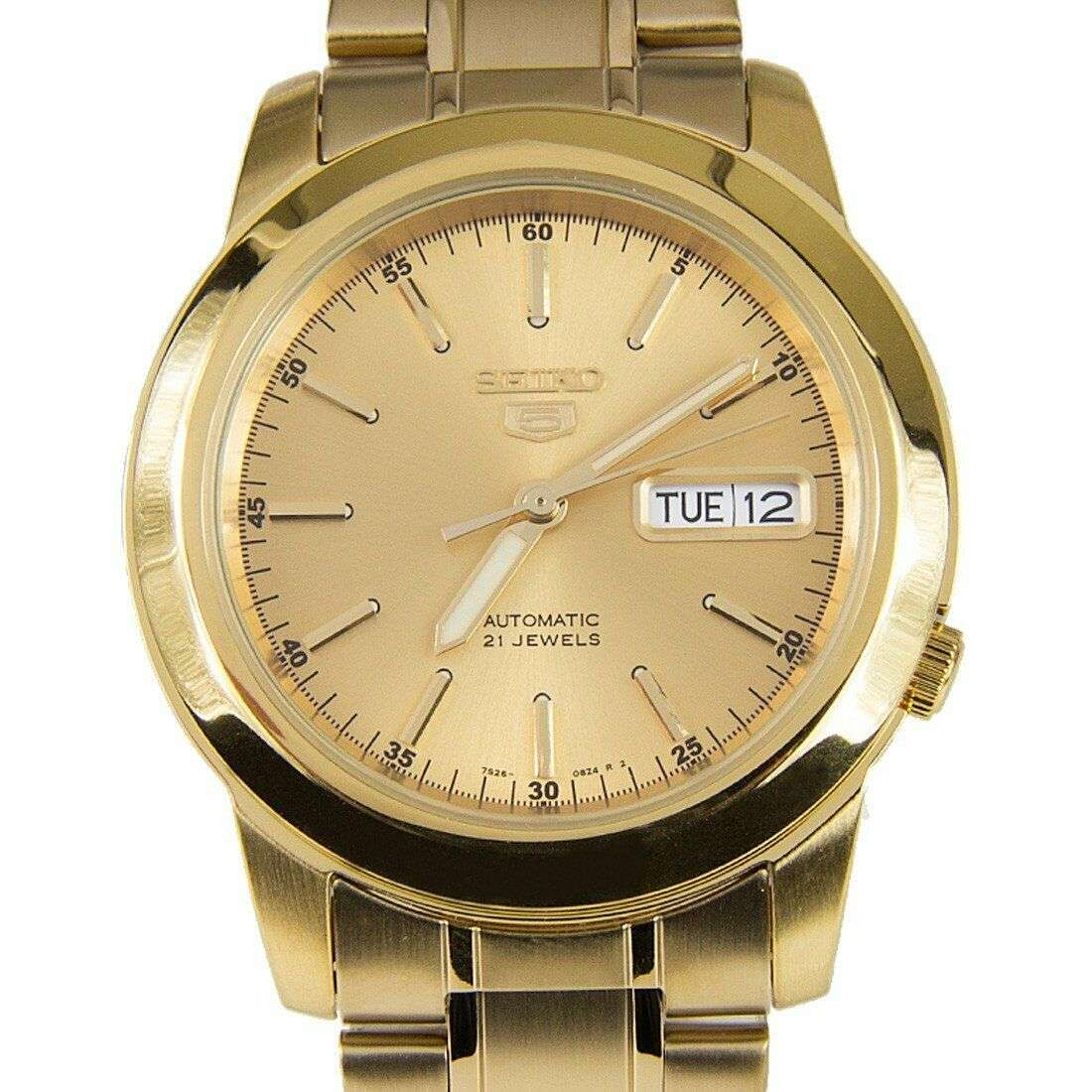 Seiko 5 Classic Automatic Gold Dial Gold Tone PVD Steel Men's Watch SNKE56K1