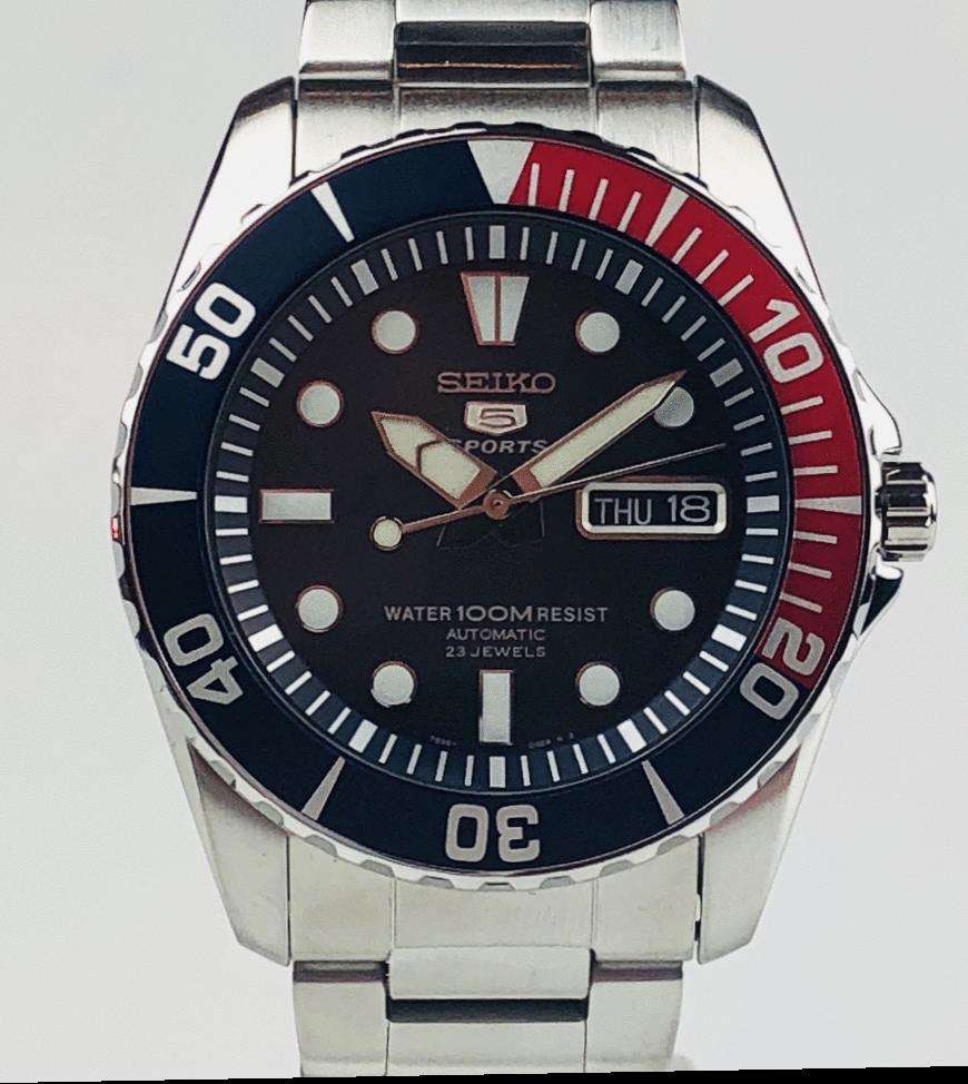 Seiko 5 Sports Automatic Sea Urchin Pepsi Dial Men's Watch SNZF15K1