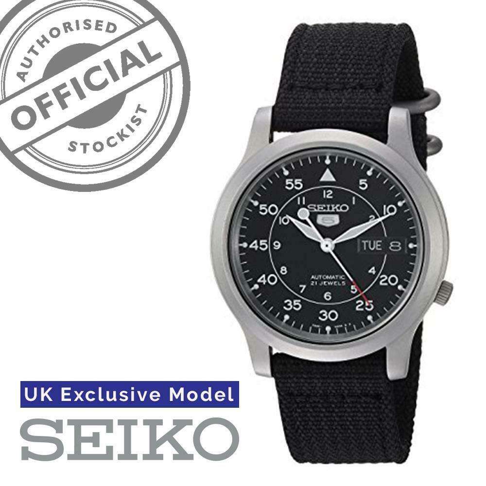 Seiko 5 Automatic Black Dial Black NATO Fabric Strap Men's Watch SNK809K2