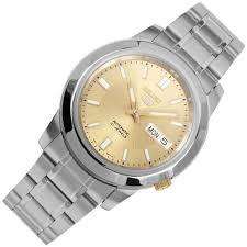 Seiko 5 Automatic Gold Dial Steel Strap Men's Watch SNKK13K1
