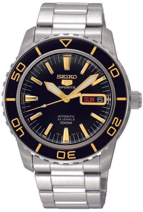 Seiko 5 Sports Automatic Black Dial Stainless Steel Men's Watch SNZH57K1