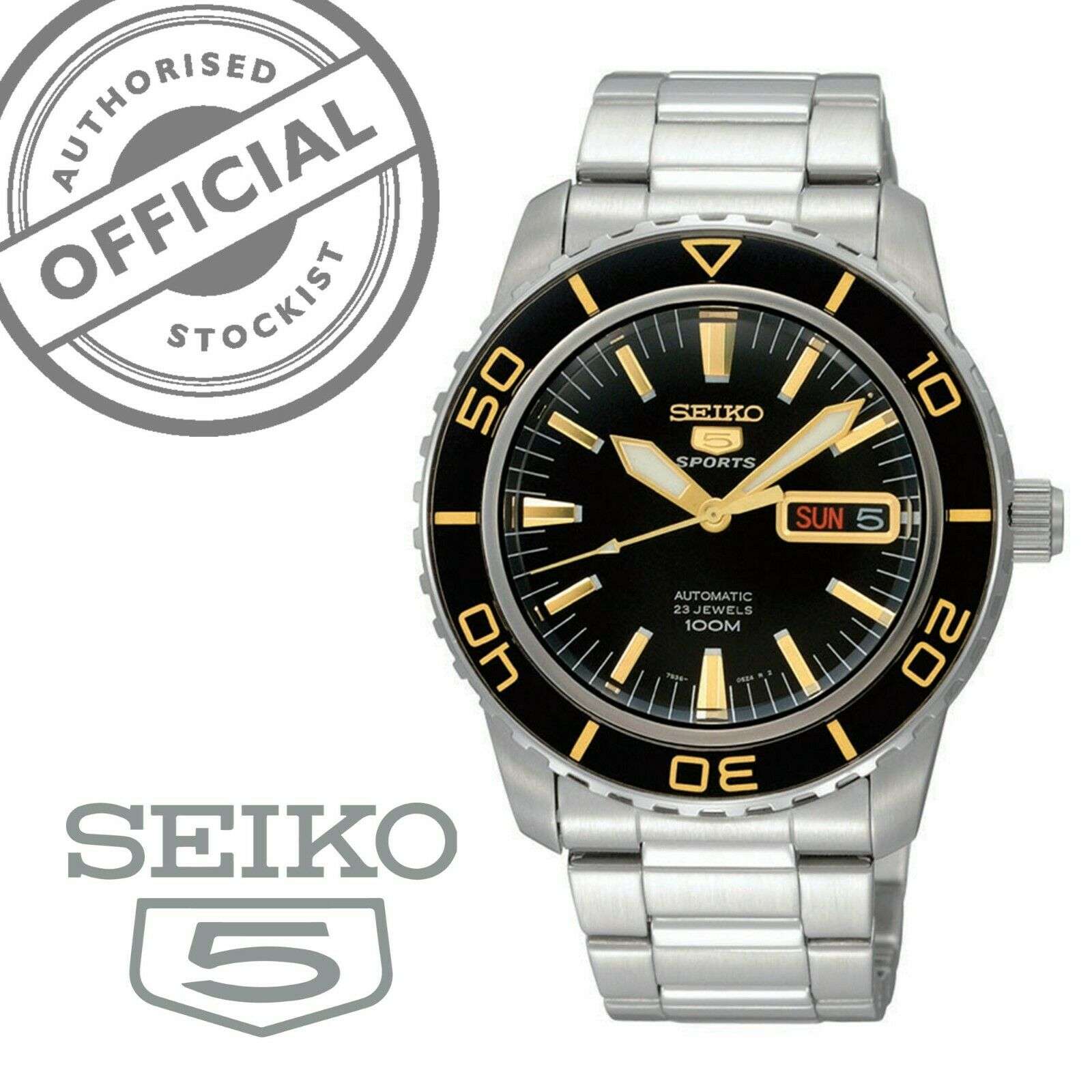 Seiko 5 Sports Automatic Black Dial Stainless Steel Men's Watch SNZH57K1