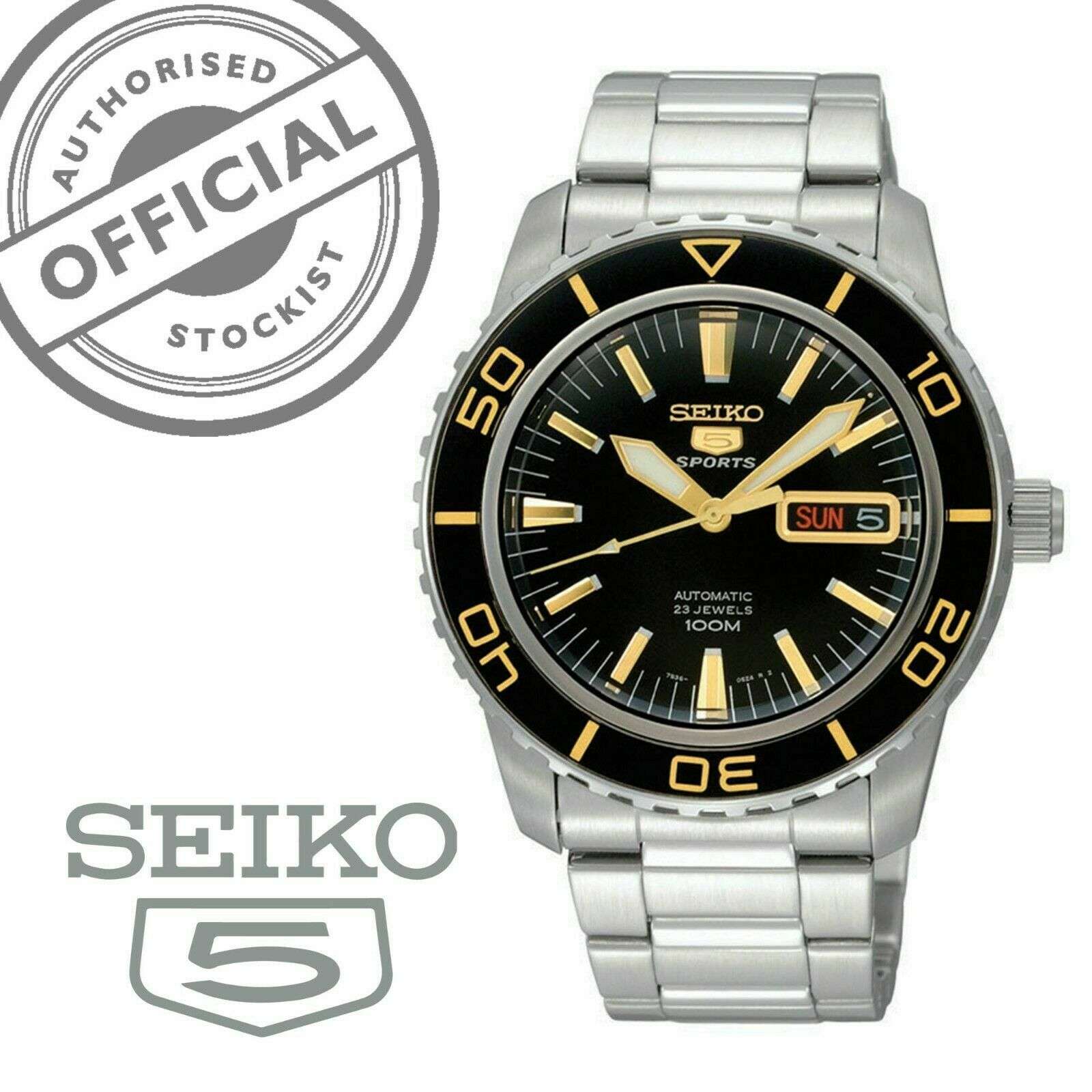 Seiko 5 Sports Automatic Black Dial Stainless Steel Men's Watch SNZH57K1