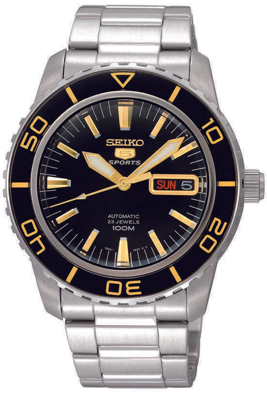 Seiko 5 Sports Automatic Black Dial Stainless Steel Men's Watch SNZH57K1