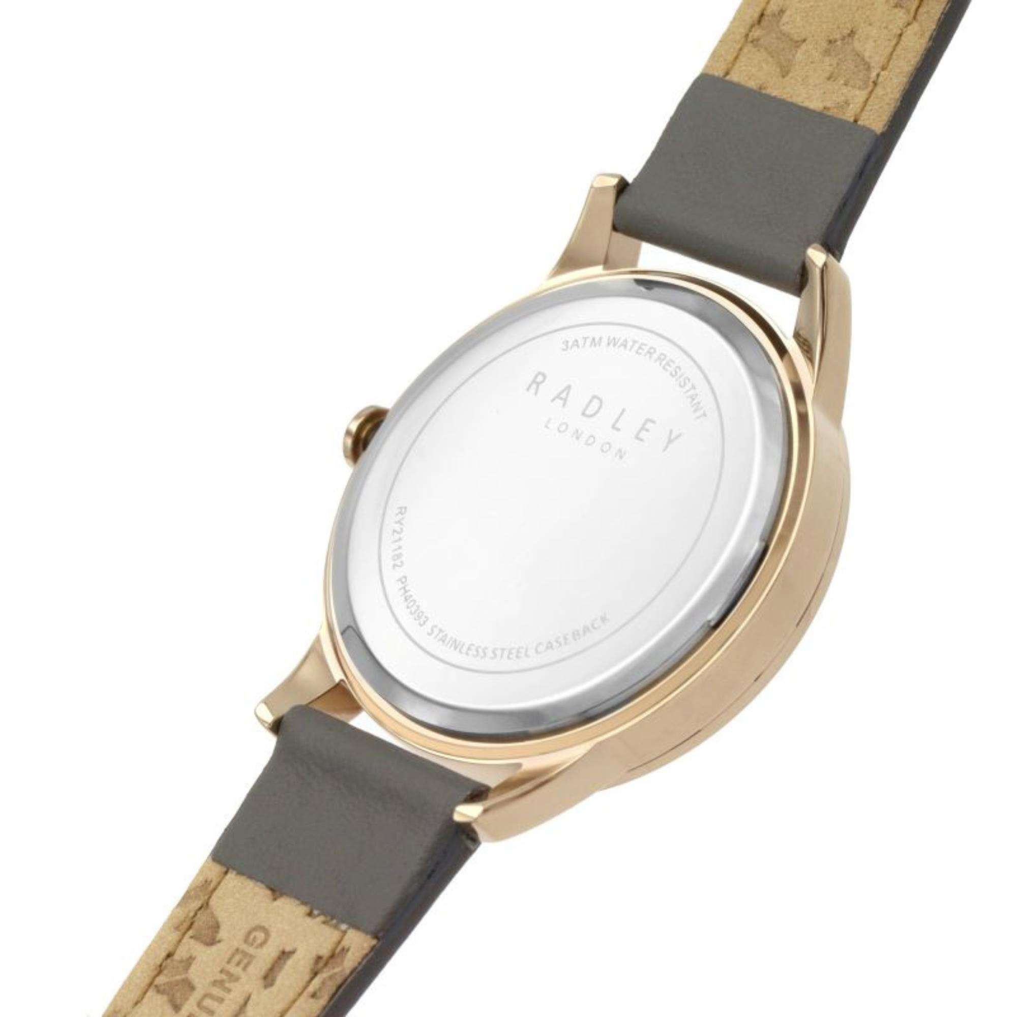 Radley Quartz Rose Gold Dial Grey Leather Strap Ladies Watch RY21182