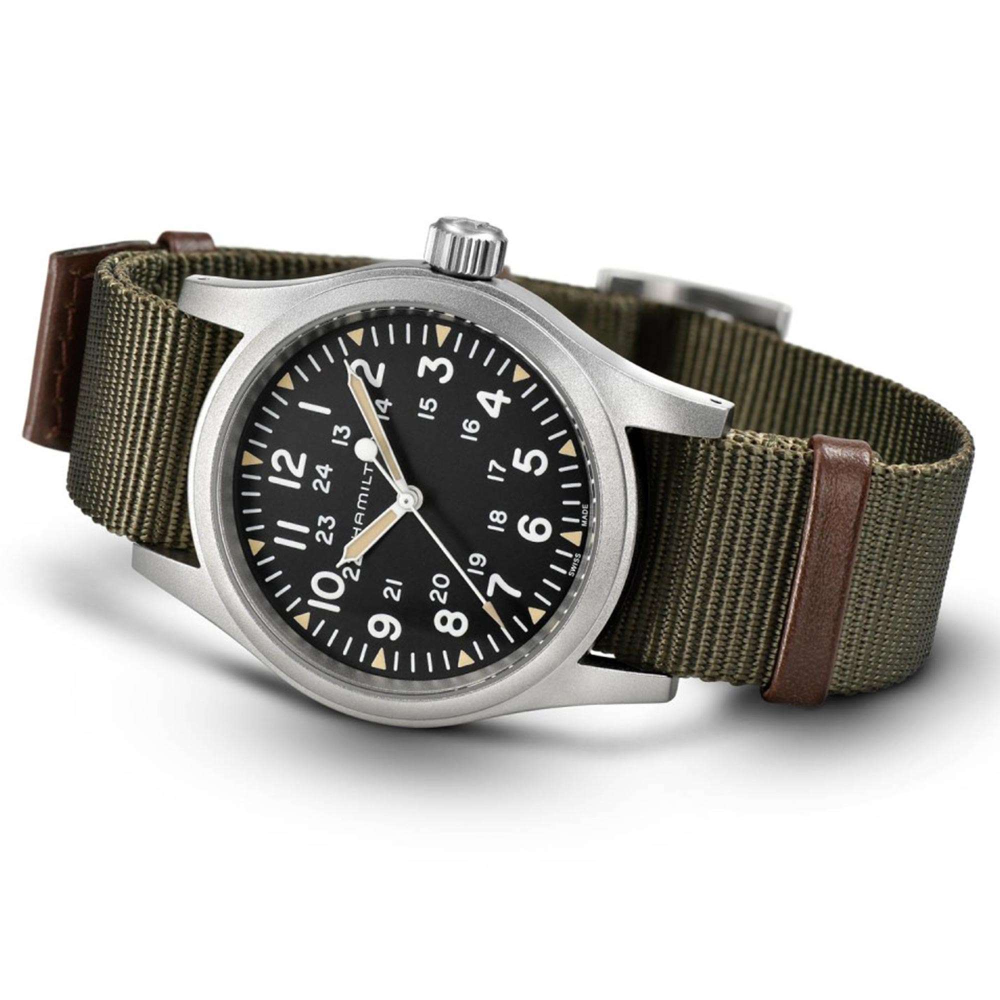 Hamilton Khaki Field 1960s Re-Creation Mechanical Black Dial Green NATO Strap Men's Watch H69439931