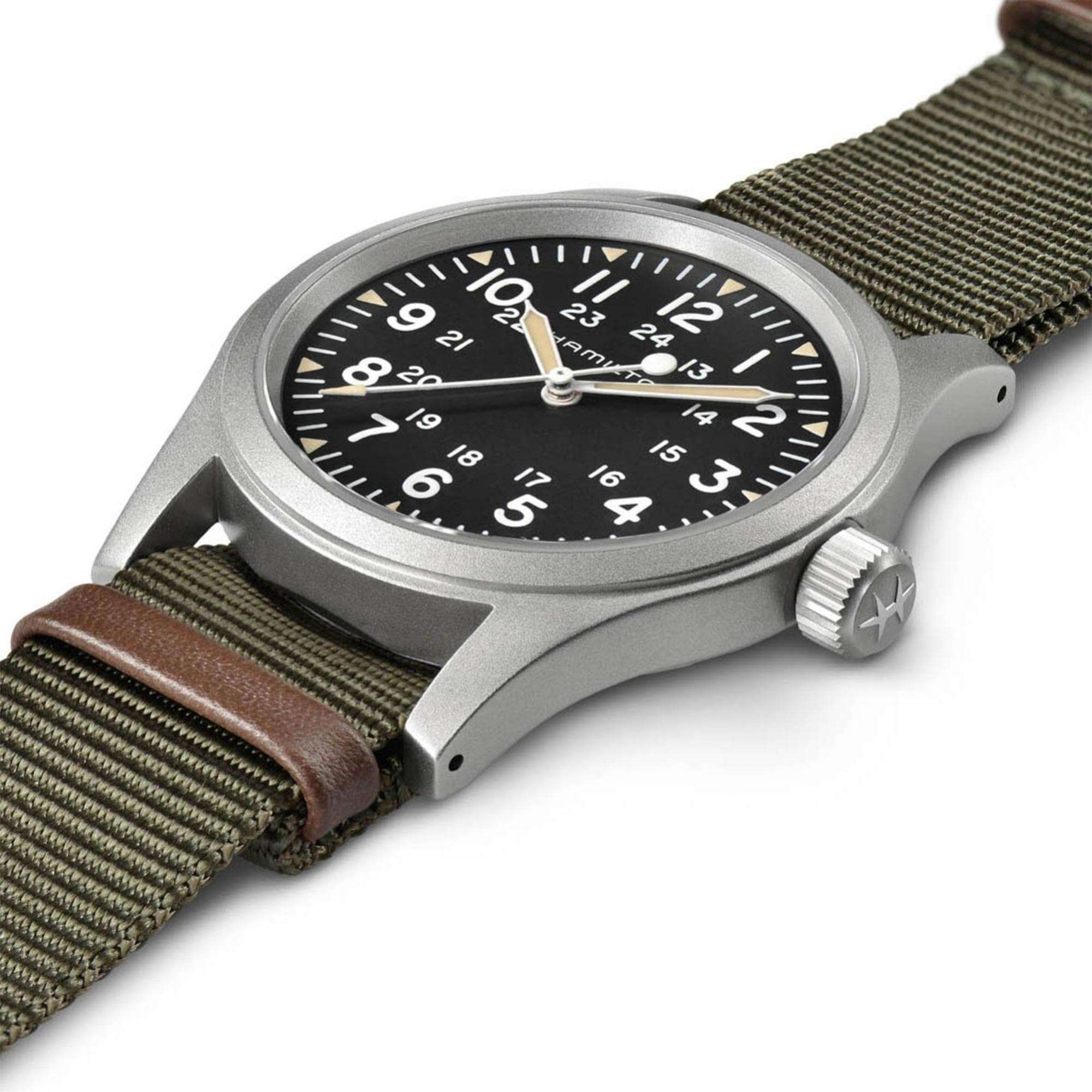 Hamilton Khaki Field 1960s Re-Creation Mechanical Black Dial Green NATO Strap Men's Watch H69439931