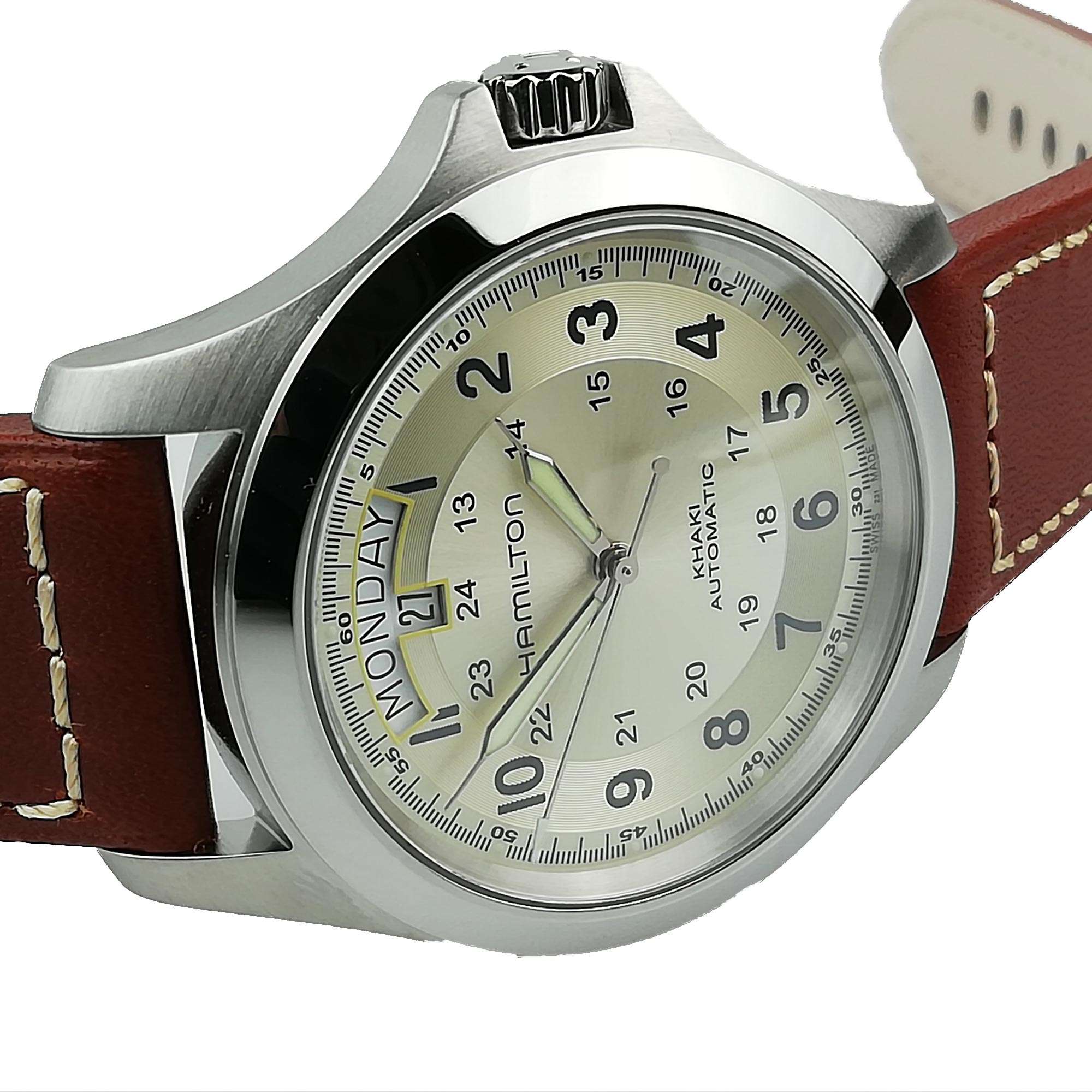 Hamilton Khaki Field Pioneer King Beige Dial Brown Leather Strap Automatic Men's Watch H64455523