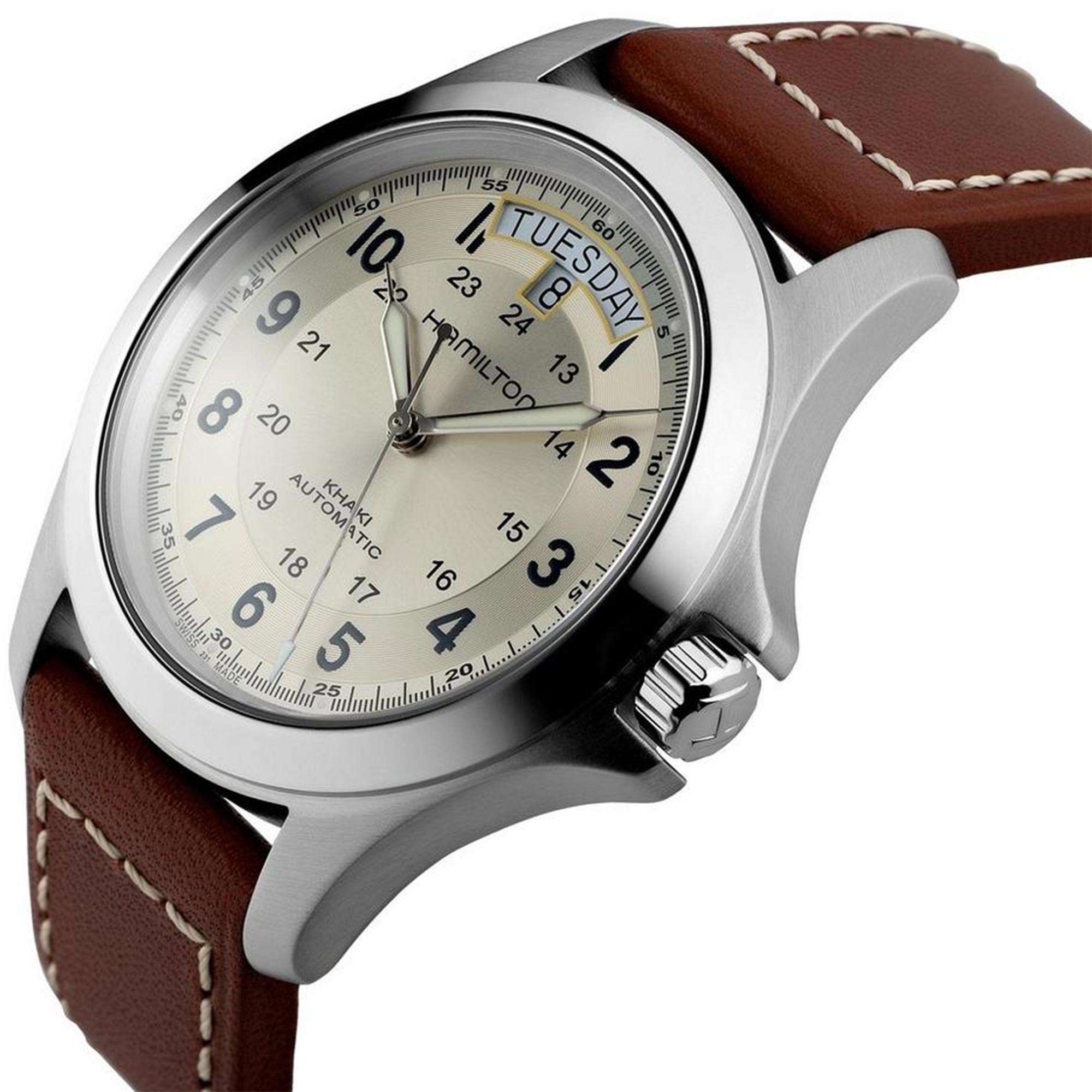 Hamilton Khaki Field Pioneer King Beige Dial Brown Leather Strap Automatic Men's Watch H64455523