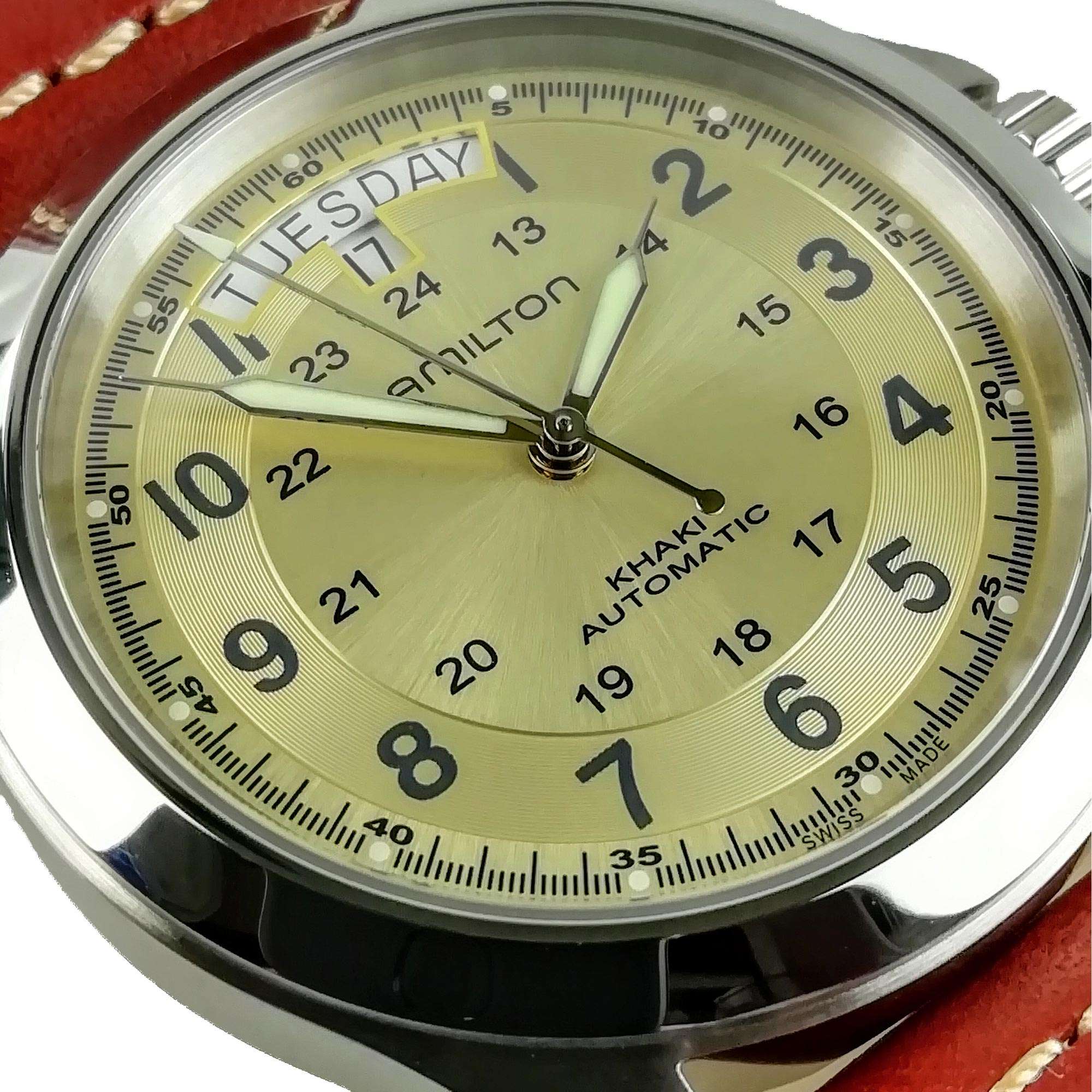 Hamilton Khaki Field Pioneer King Beige Dial Brown Leather Strap Automatic Men's Watch H64455523