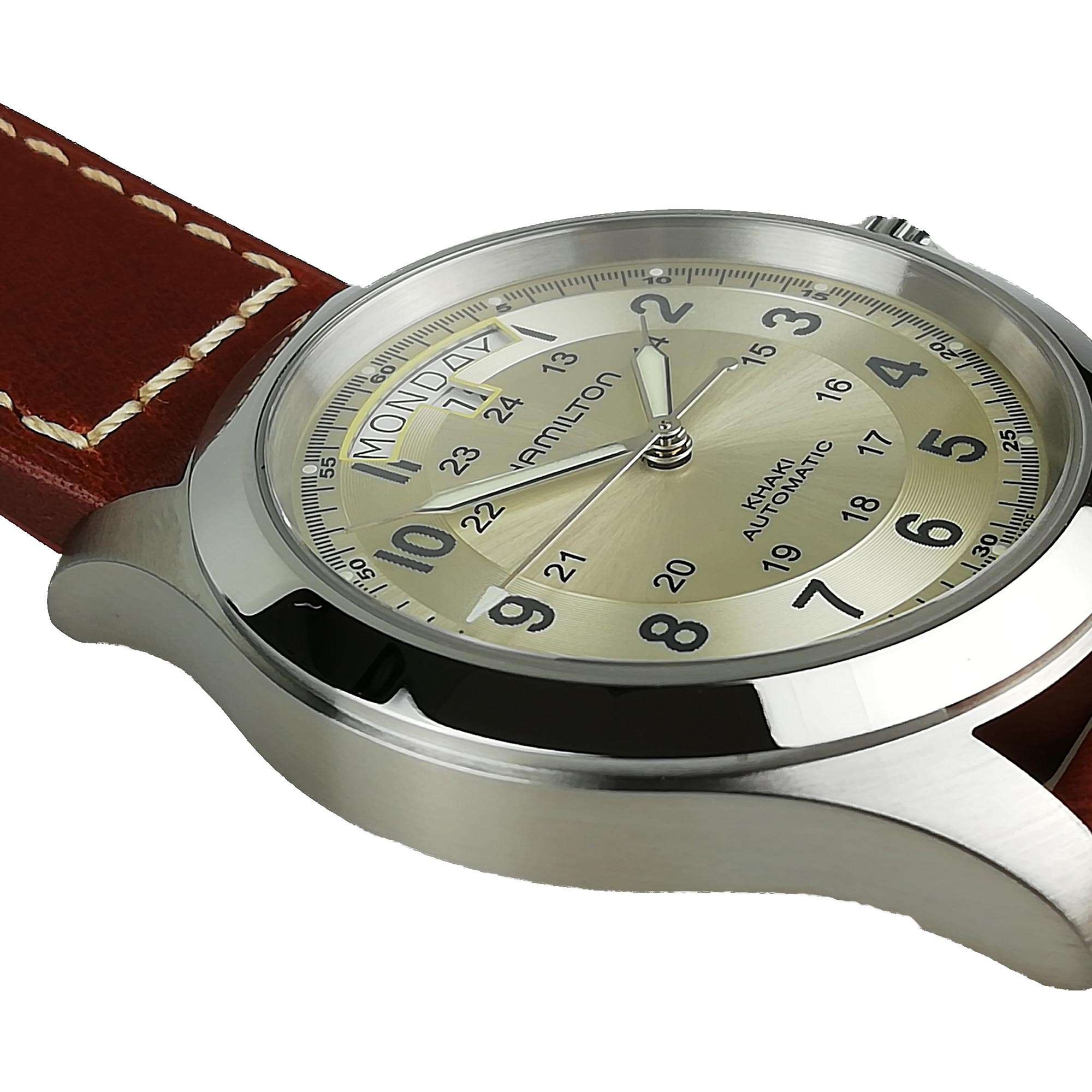 Hamilton Khaki Field Pioneer King Beige Dial Brown Leather Strap Automatic Men's Watch H64455523