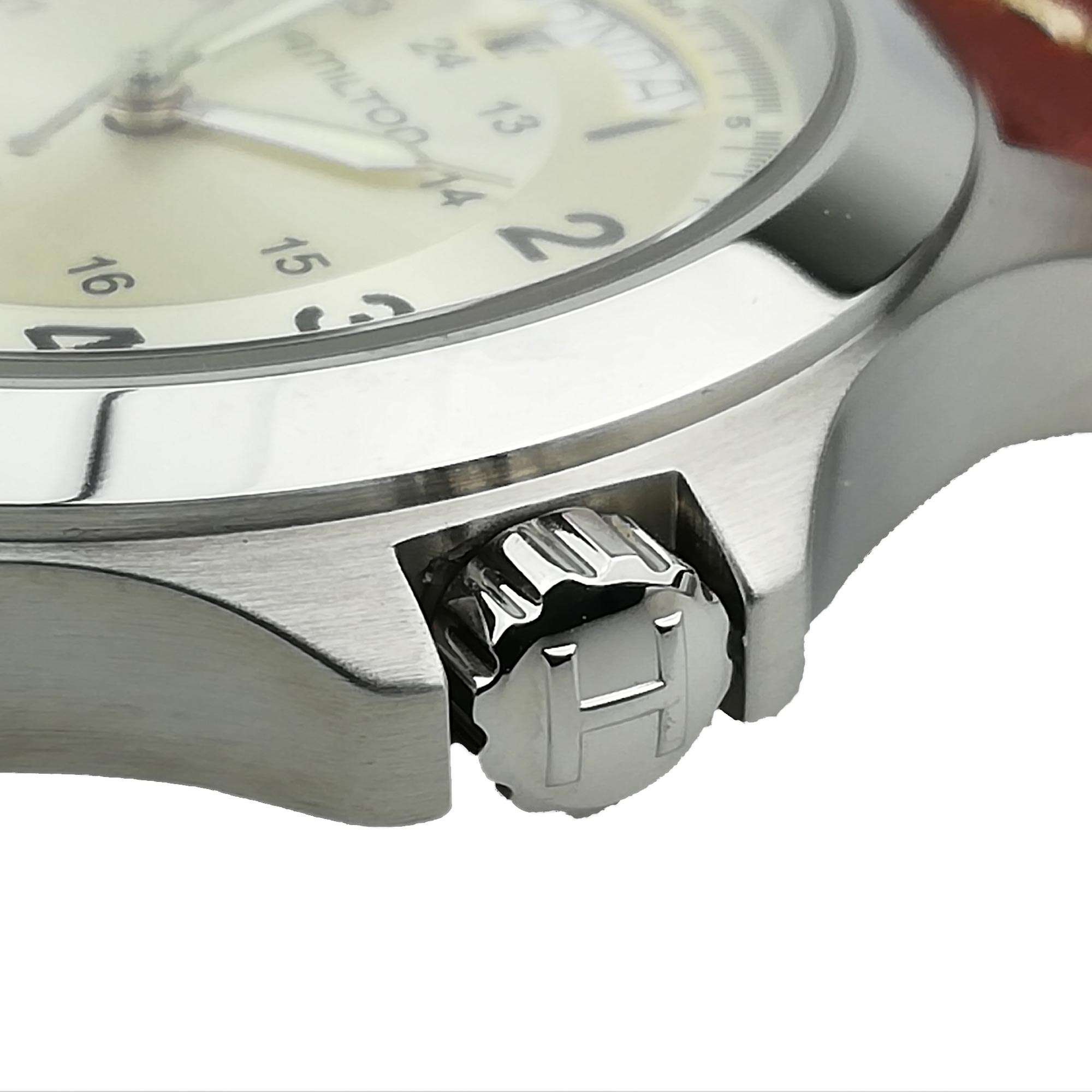 Hamilton Khaki Field Pioneer King Beige Dial Brown Leather Strap Automatic Men's Watch H64455523