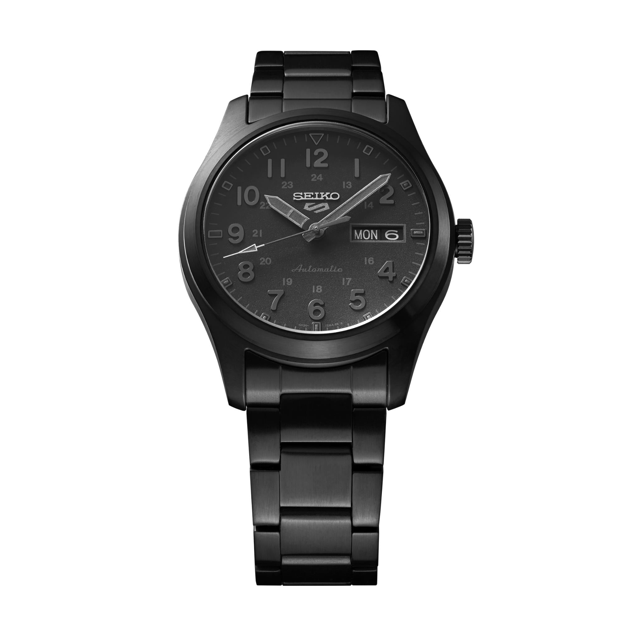 Seiko 5 Sports Field Military 'Stealth' Automatic Black Dial Black PVD Men's Watch SRPJ09K1