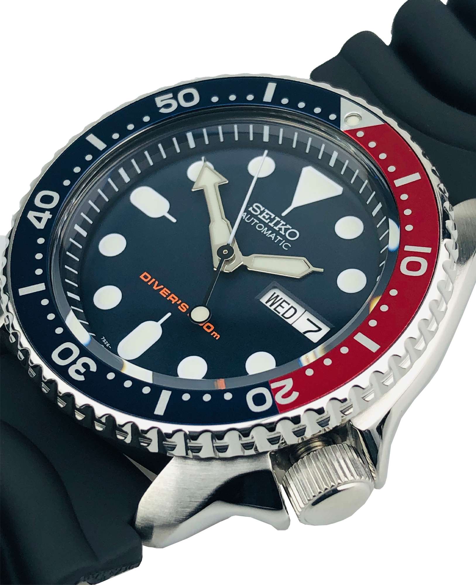 Seiko Divers Pepsi Automatic Black Dial Black Rubber Strap Men's Watch SKX009K1
