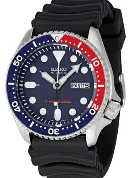 Seiko Divers Pepsi Automatic Black Dial Black Rubber Strap Men's Watch SKX009K1