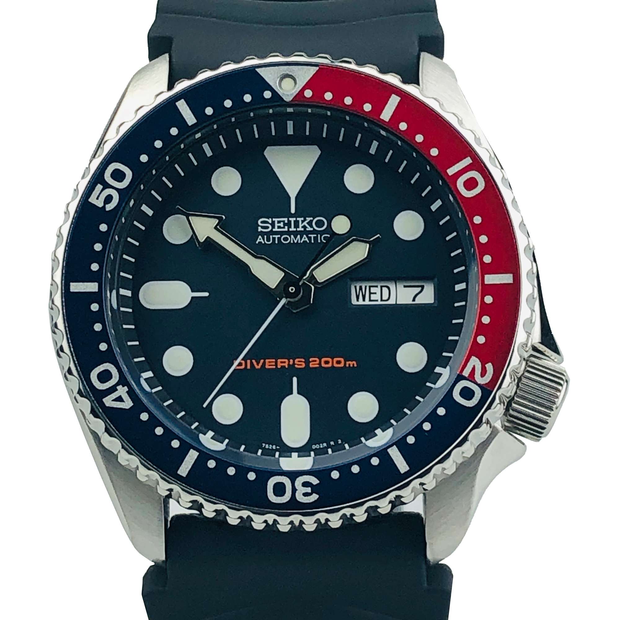 Seiko Divers Pepsi Automatic Black Dial Black Rubber Strap Men's Watch SKX009K1
