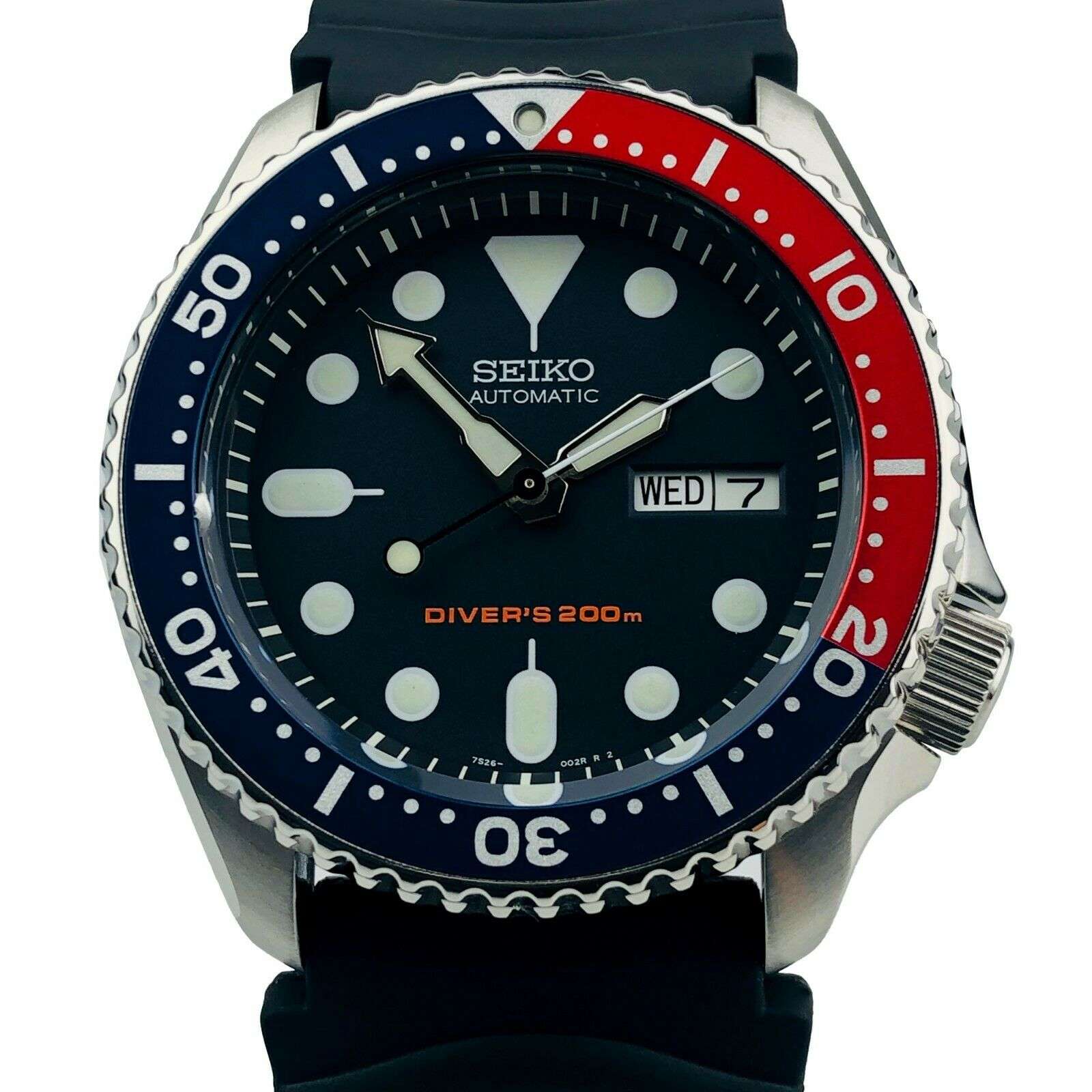 Seiko Divers Pepsi Automatic Black Dial Black Rubber Strap Men's Watch SKX009K1