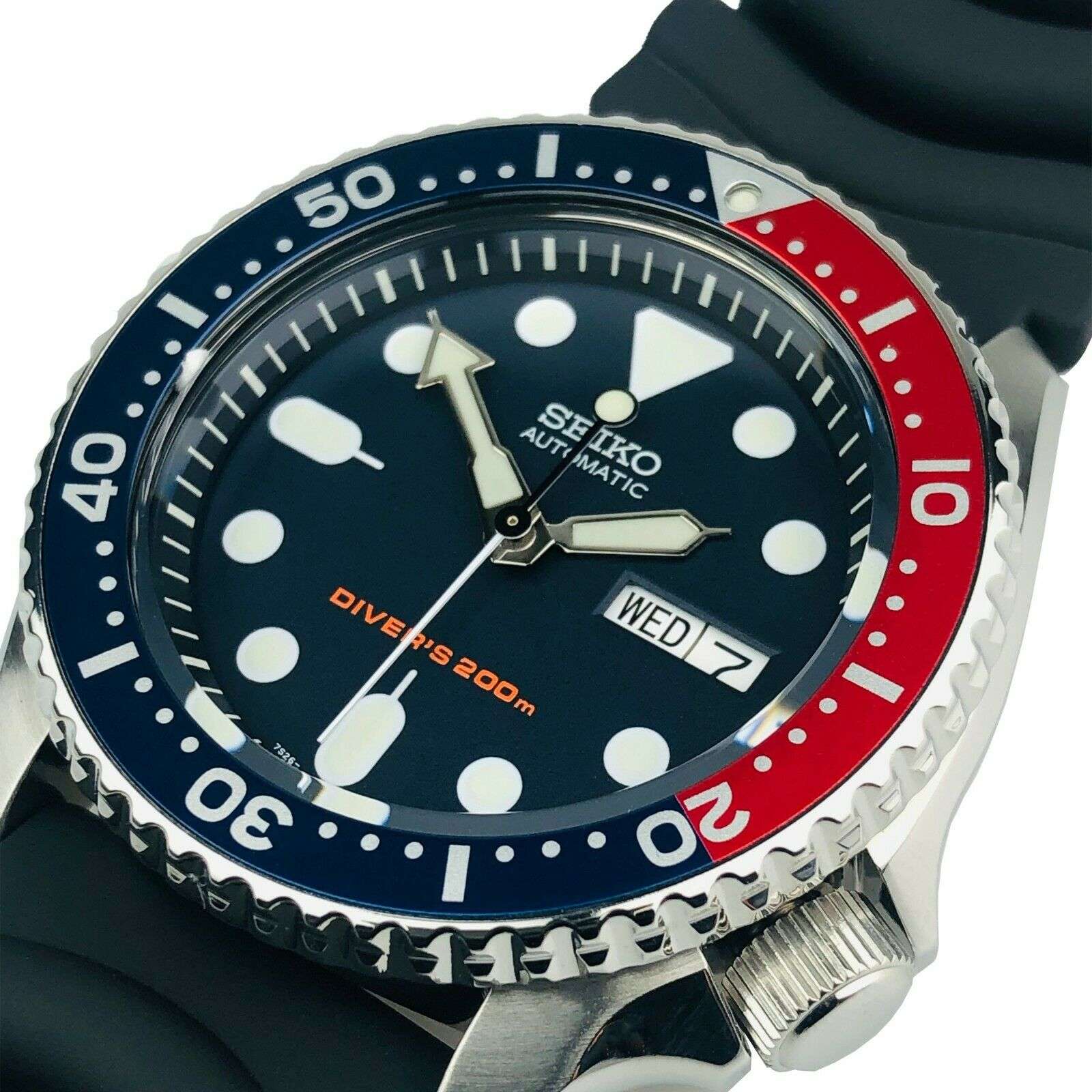 Seiko Divers Pepsi Automatic Black Dial Black Rubber Strap Men's Watch SKX009K1