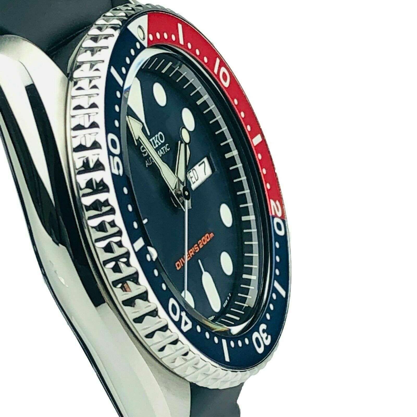 Seiko Divers Pepsi Automatic Black Dial Black Rubber Strap Men's Watch SKX009K1