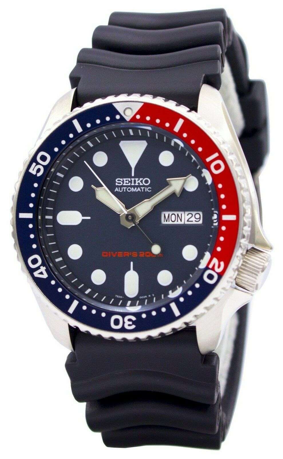 Seiko Divers Pepsi Automatic Black Dial Black Rubber Strap Men's Watch SKX009K1