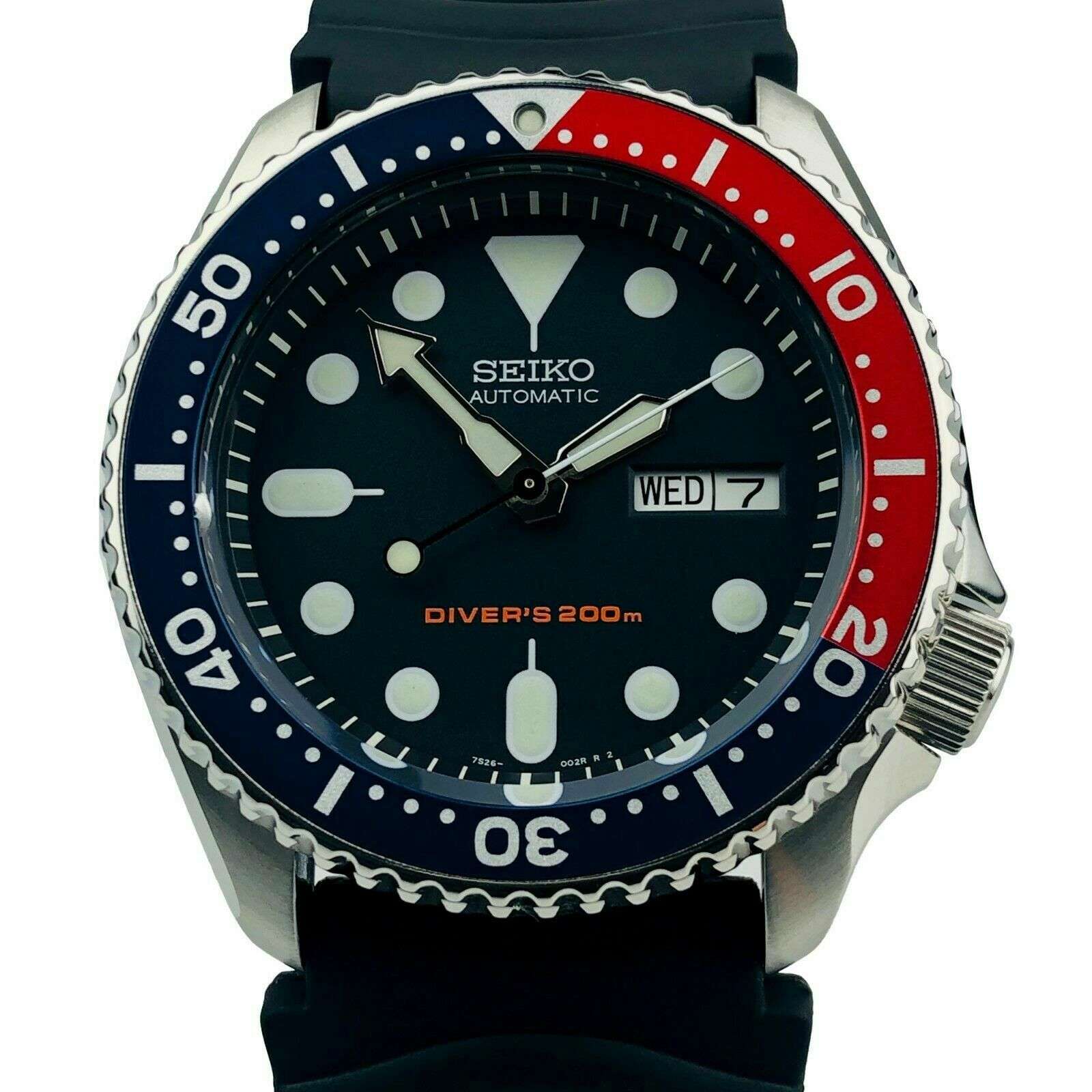 Seiko Divers Pepsi Automatic Black Dial Black Rubber Strap Men's Watch SKX009K1