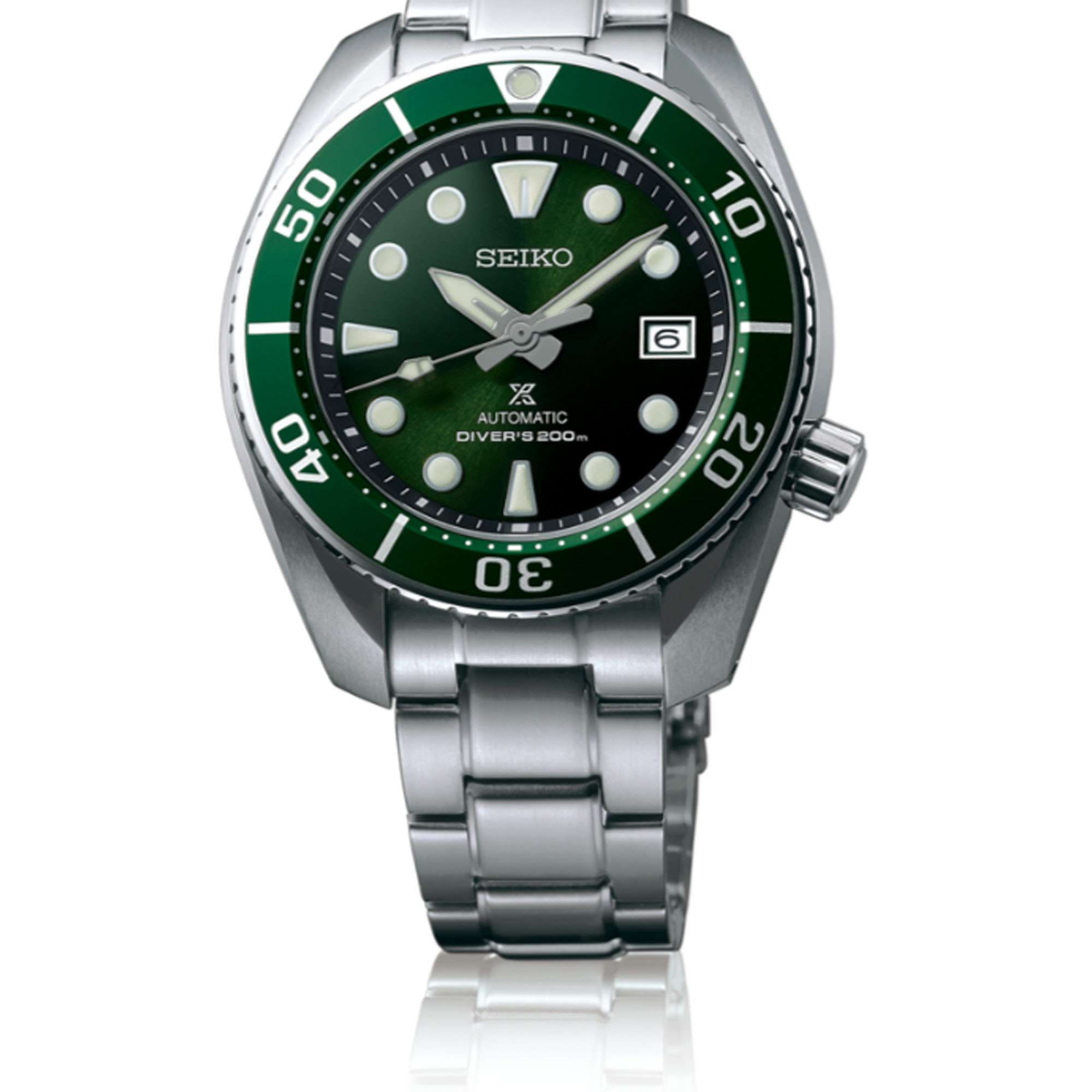 Seiko Prospex 'Sumo' Automatic Green Dial Stainless Steel Bracelet Men's Watch SPB103J1