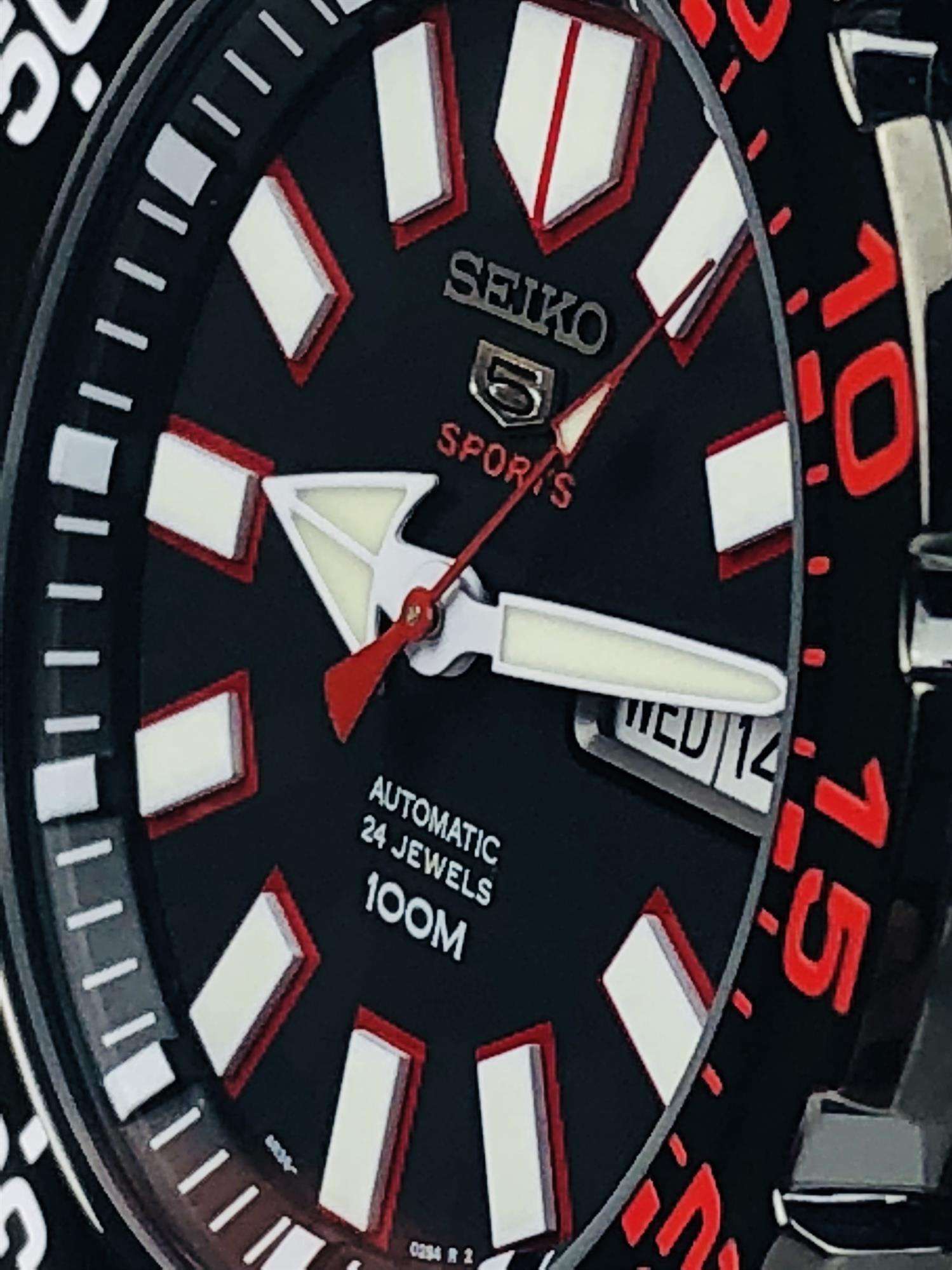 Seiko 5 Sports 'Monster' Automatic Black Dial Stainless Steel Bracelet Men's Watch SRP487K1
