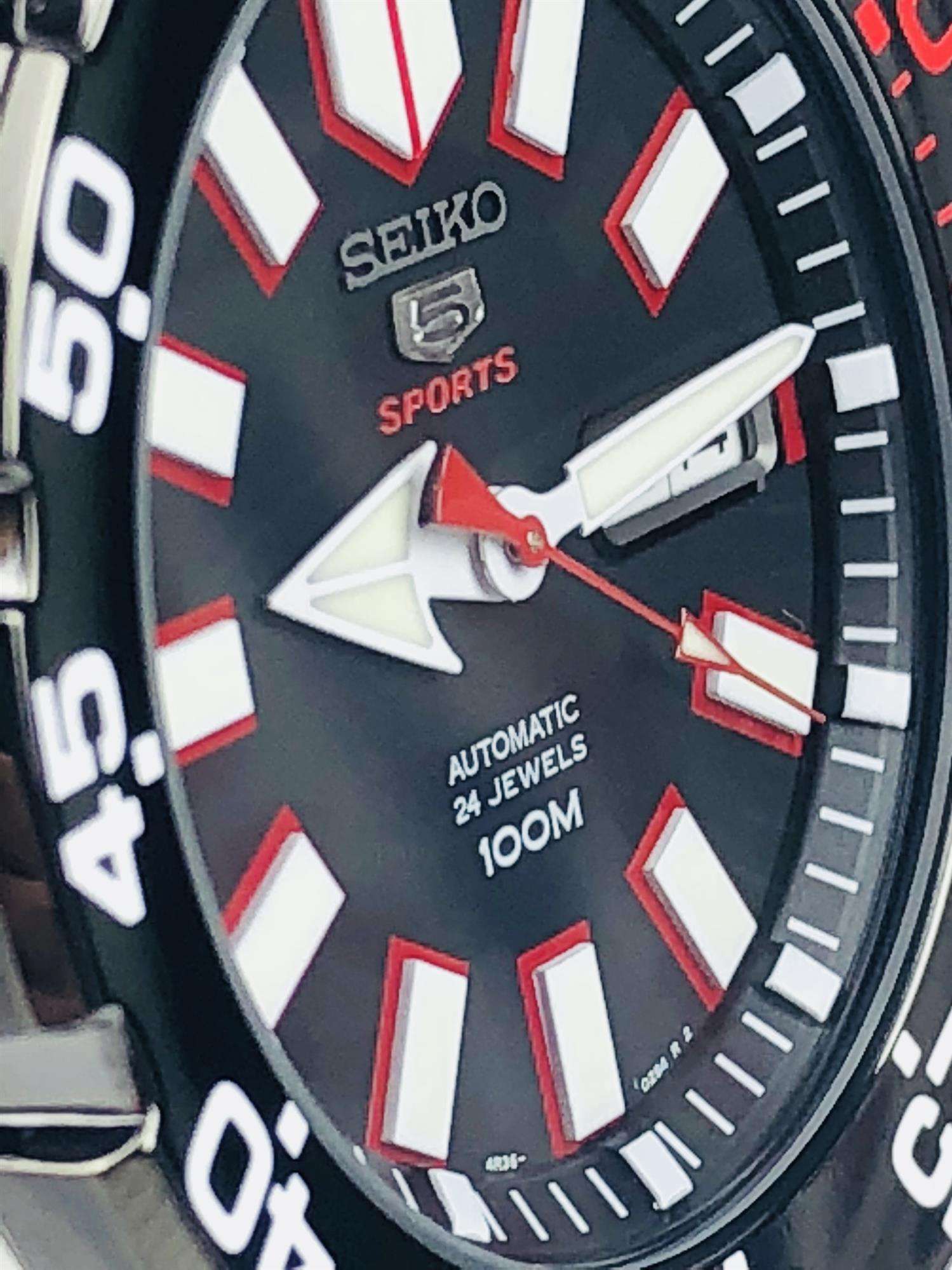Seiko 5 Sports 'Monster' Automatic Black Dial Stainless Steel Bracelet Men's Watch SRP487K1