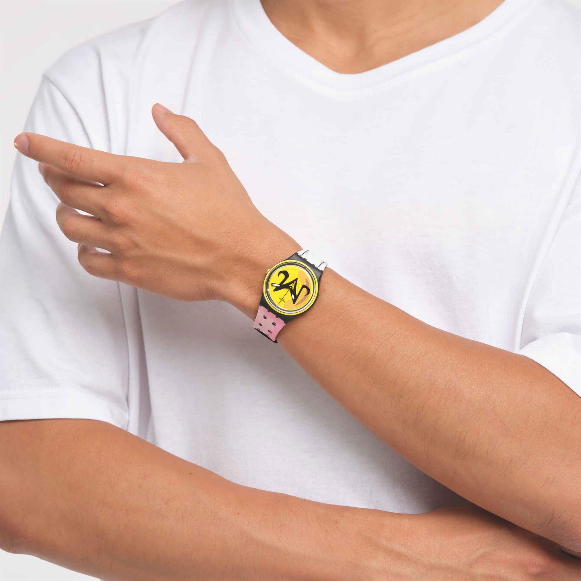 Swatch Dragon Ball Z Majin Buu Original Gent Yellow Dial Quartz Watch GZ358